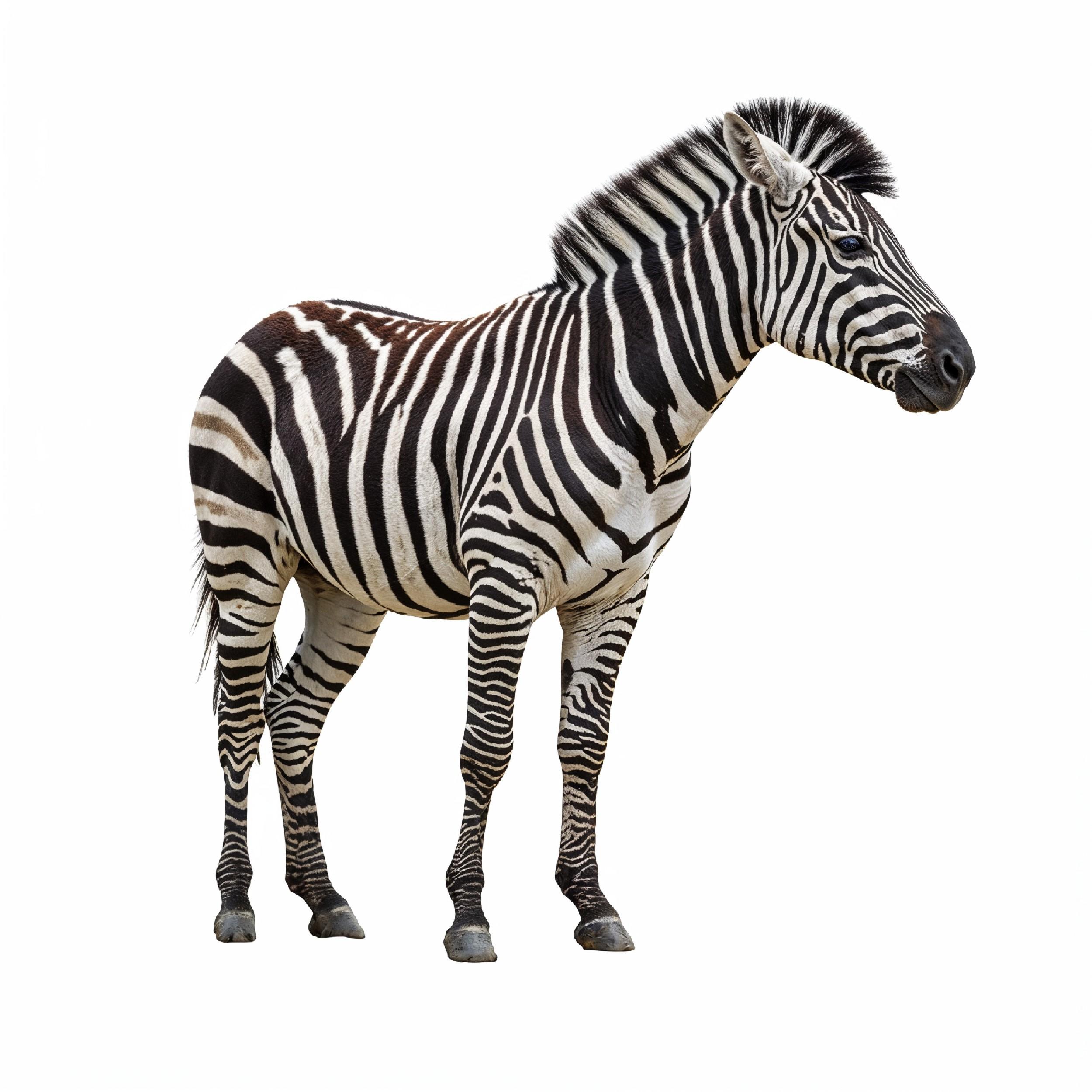 Zebra Isolated on White Background African Wildlife Animal Portrait