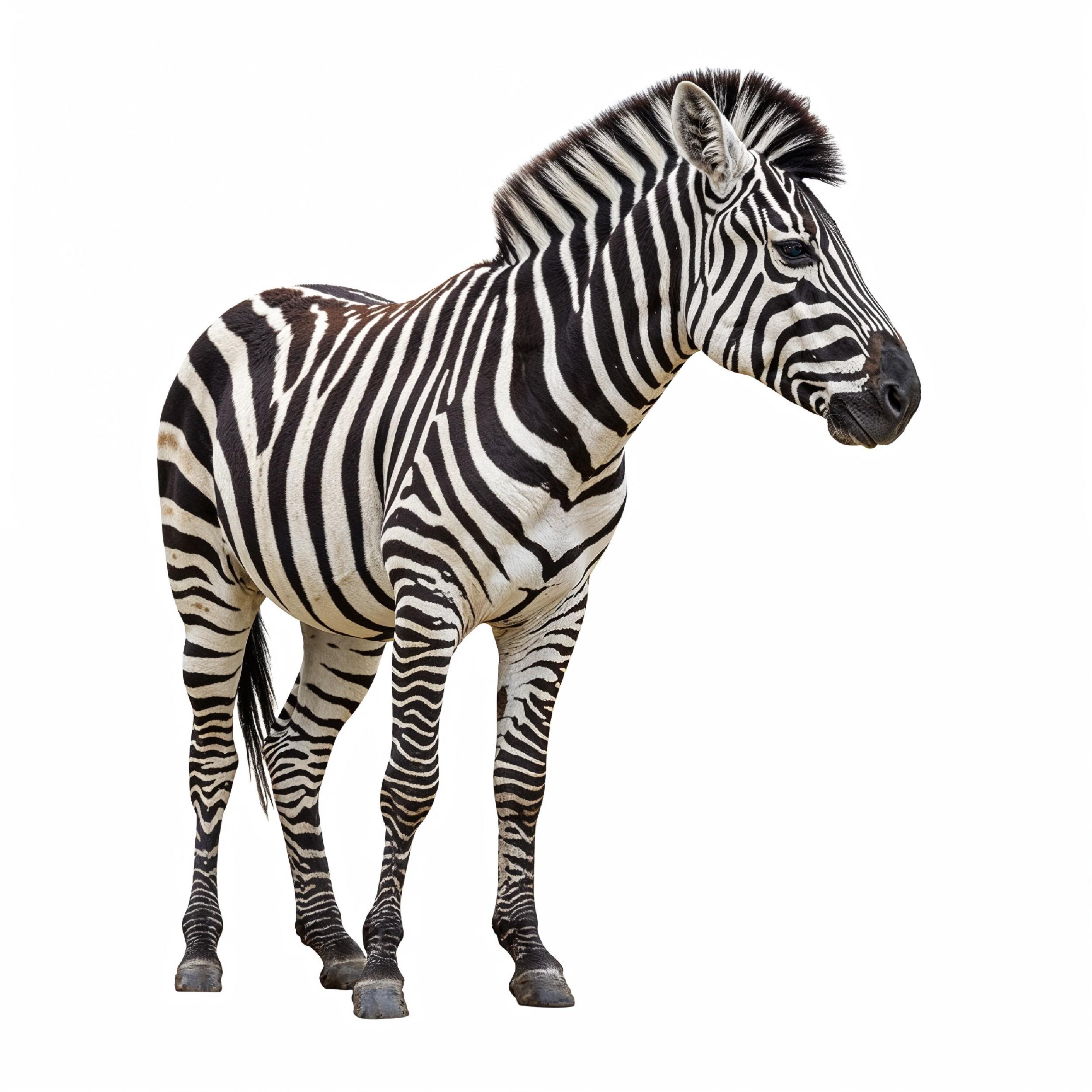 Zebra Isolated on White Background African Wildlife Animal Portrait