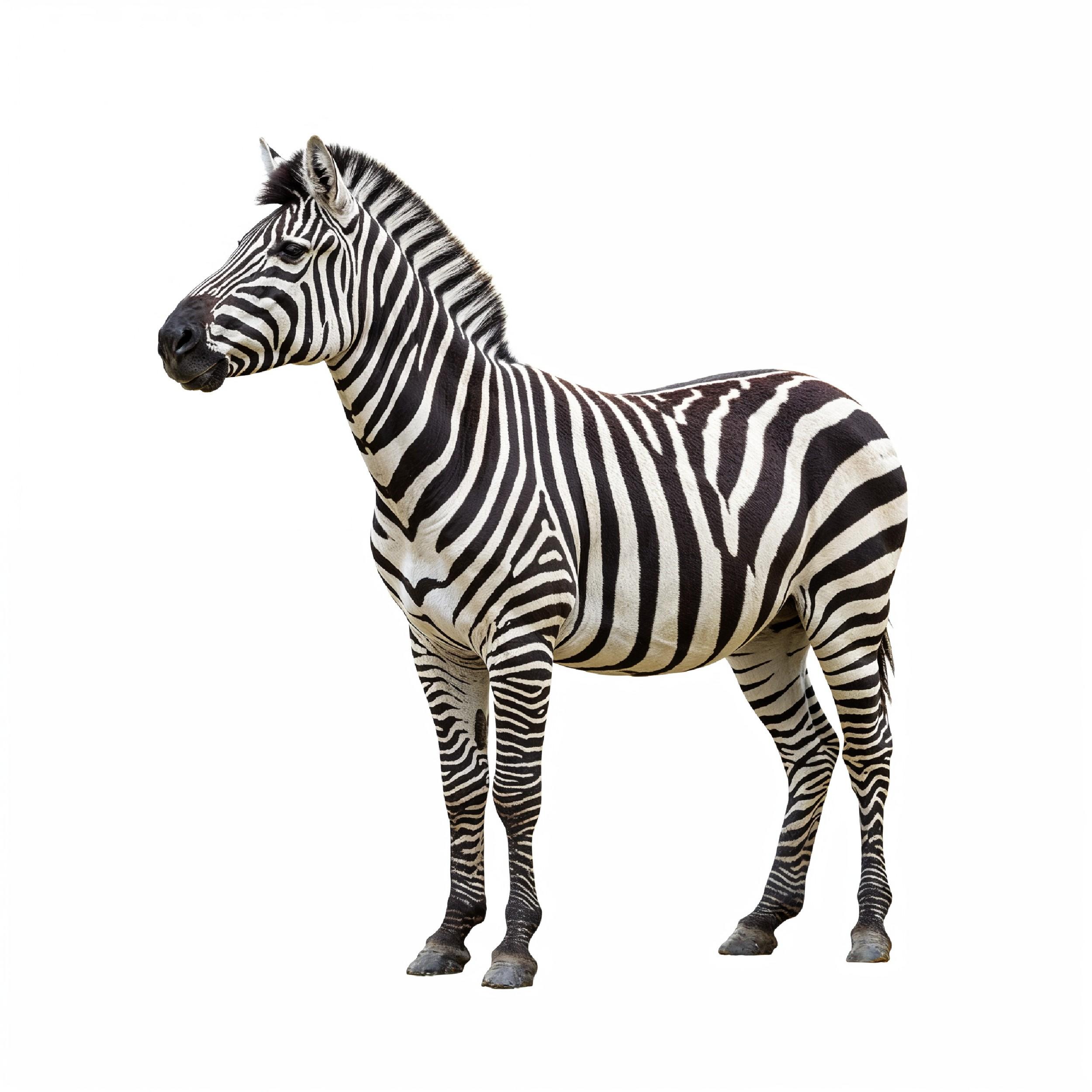 Zebra Isolated on White Background African Wildlife Animal Portrait