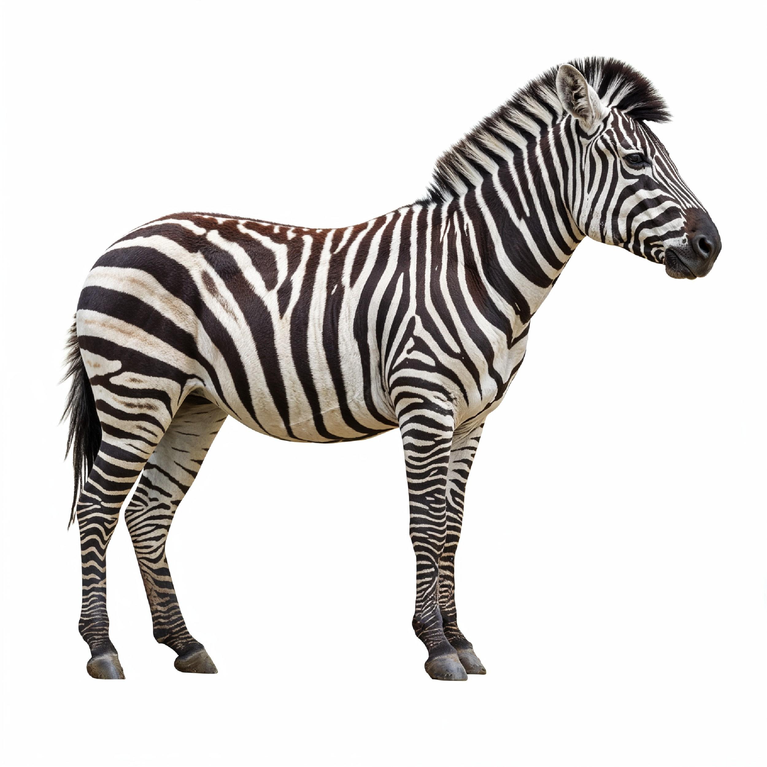 Zebra Isolated on White Background African Wildlife Animal Portrait