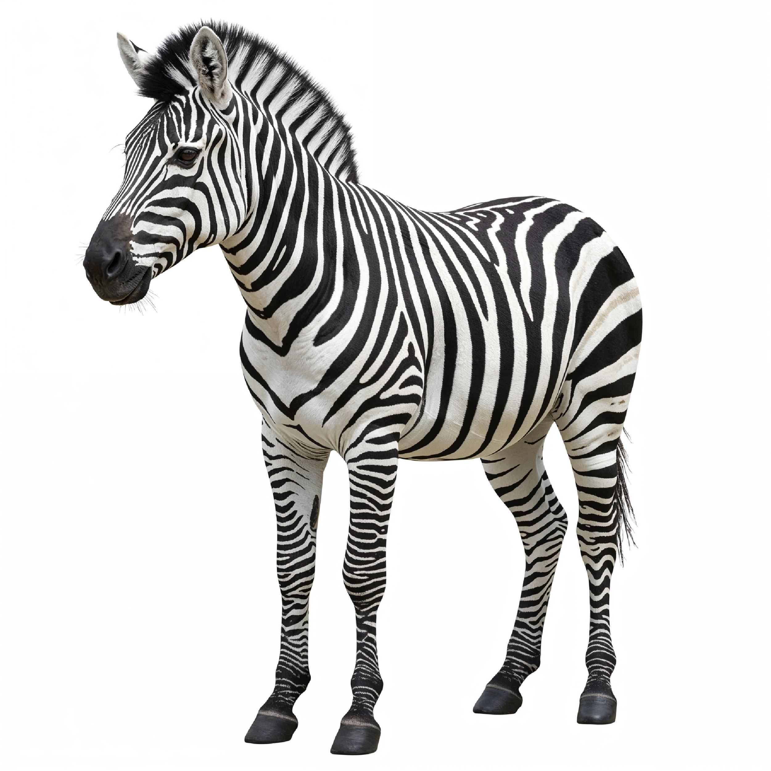 Zebra Isolated on White Background African Wildlife Animal Portrait