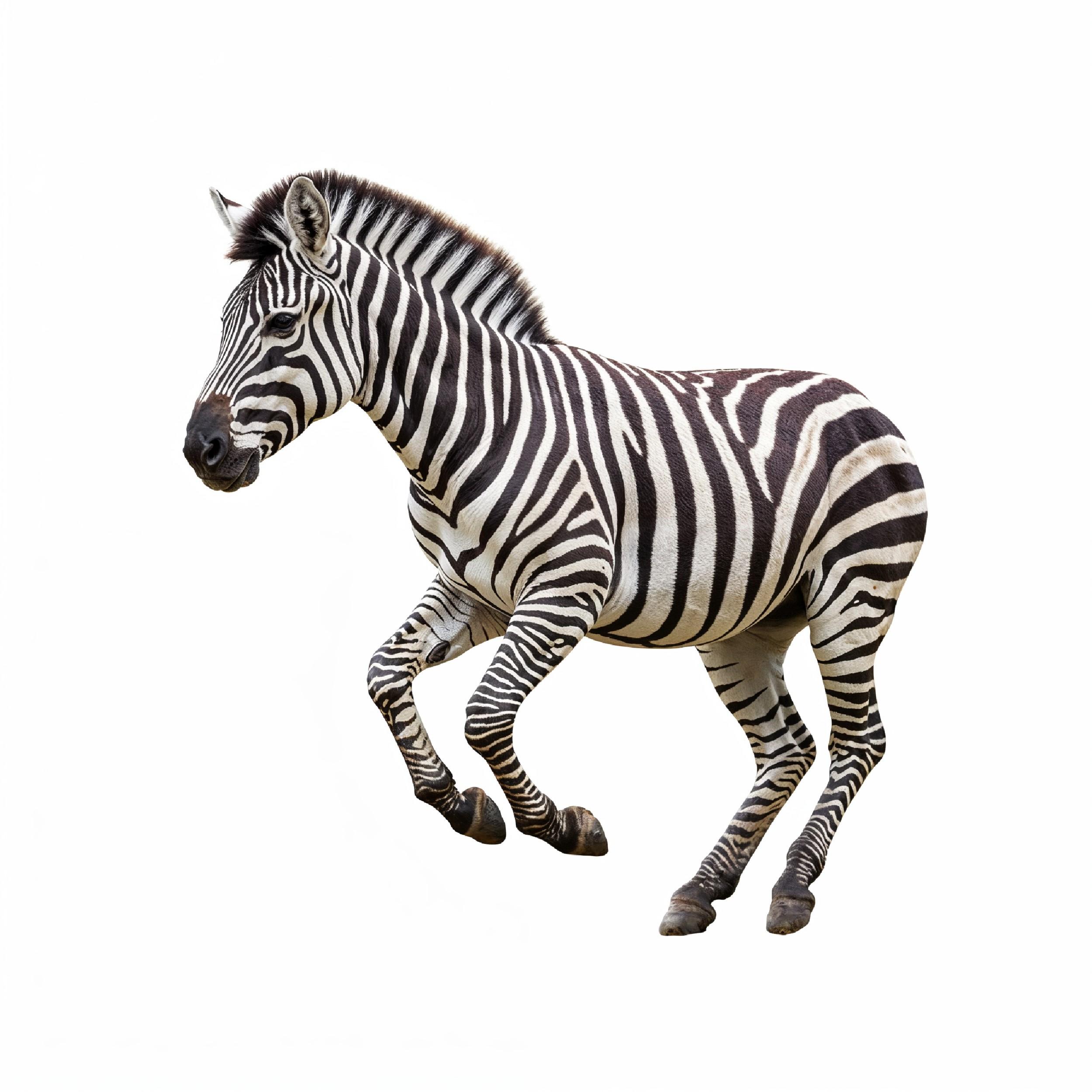 Zebra Isolated on White Background African Wildlife Animal Portrait