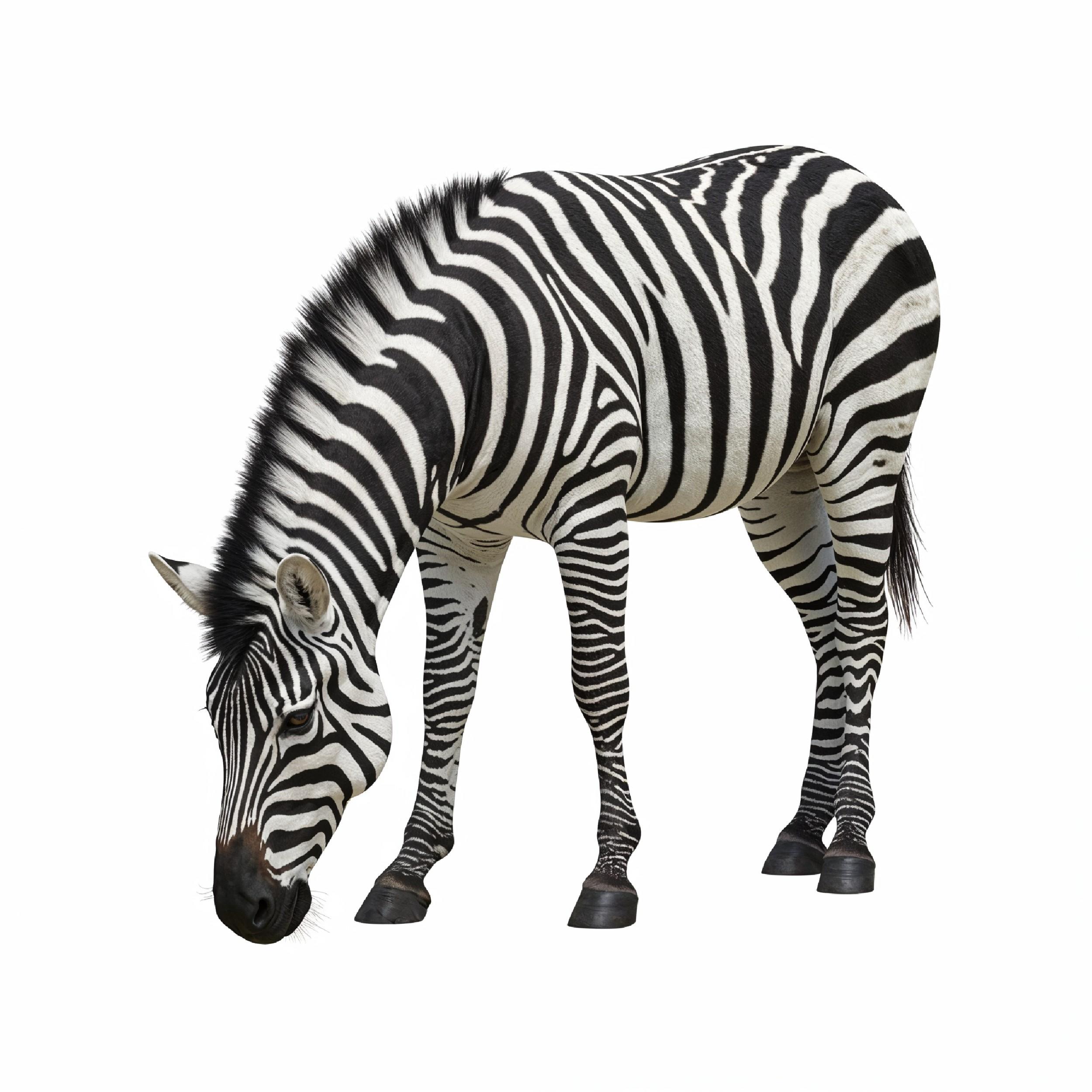 Zebra Isolated on White Background African Wildlife Animal Portrait