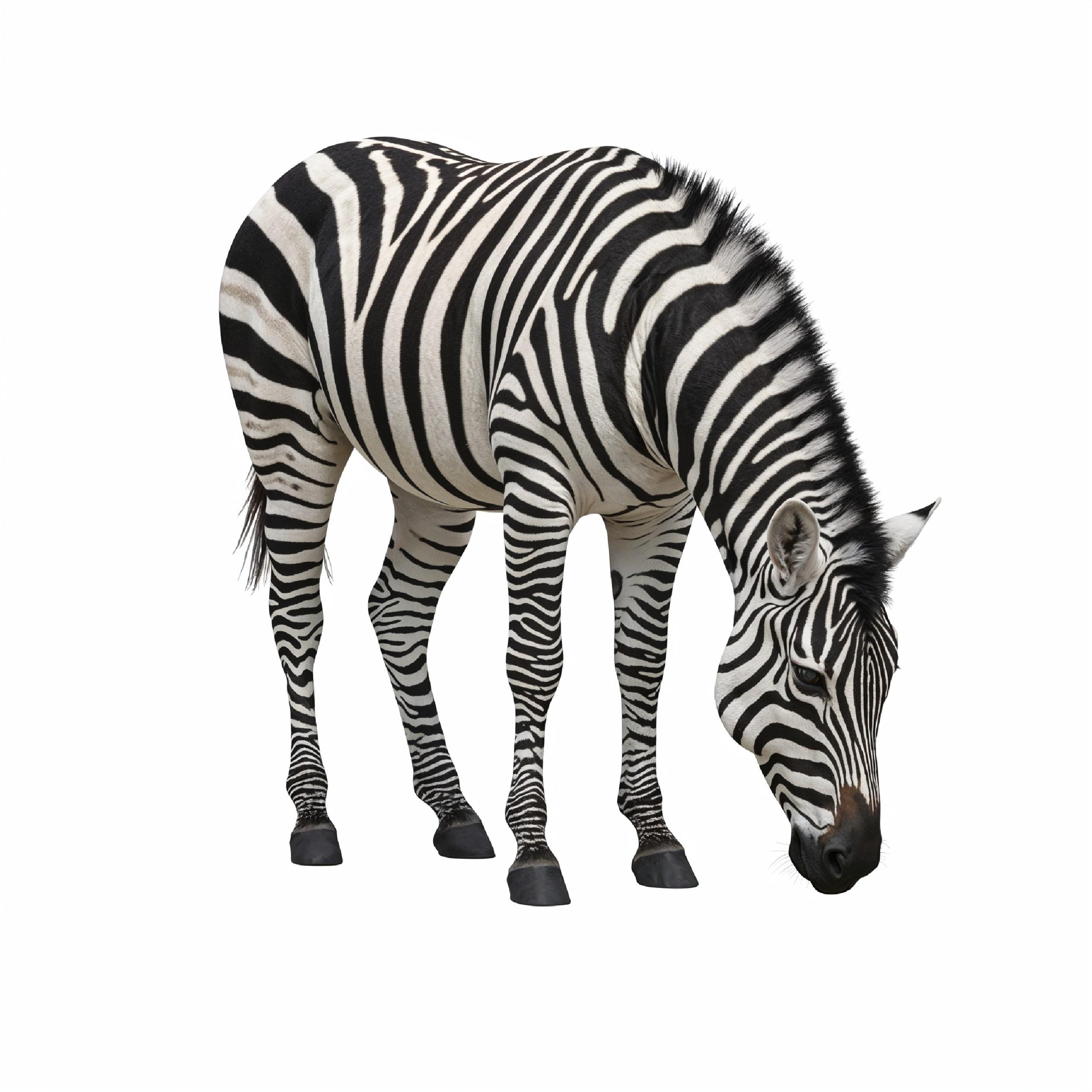 Zebra Isolated on White Background African Wildlife Animal Portrait