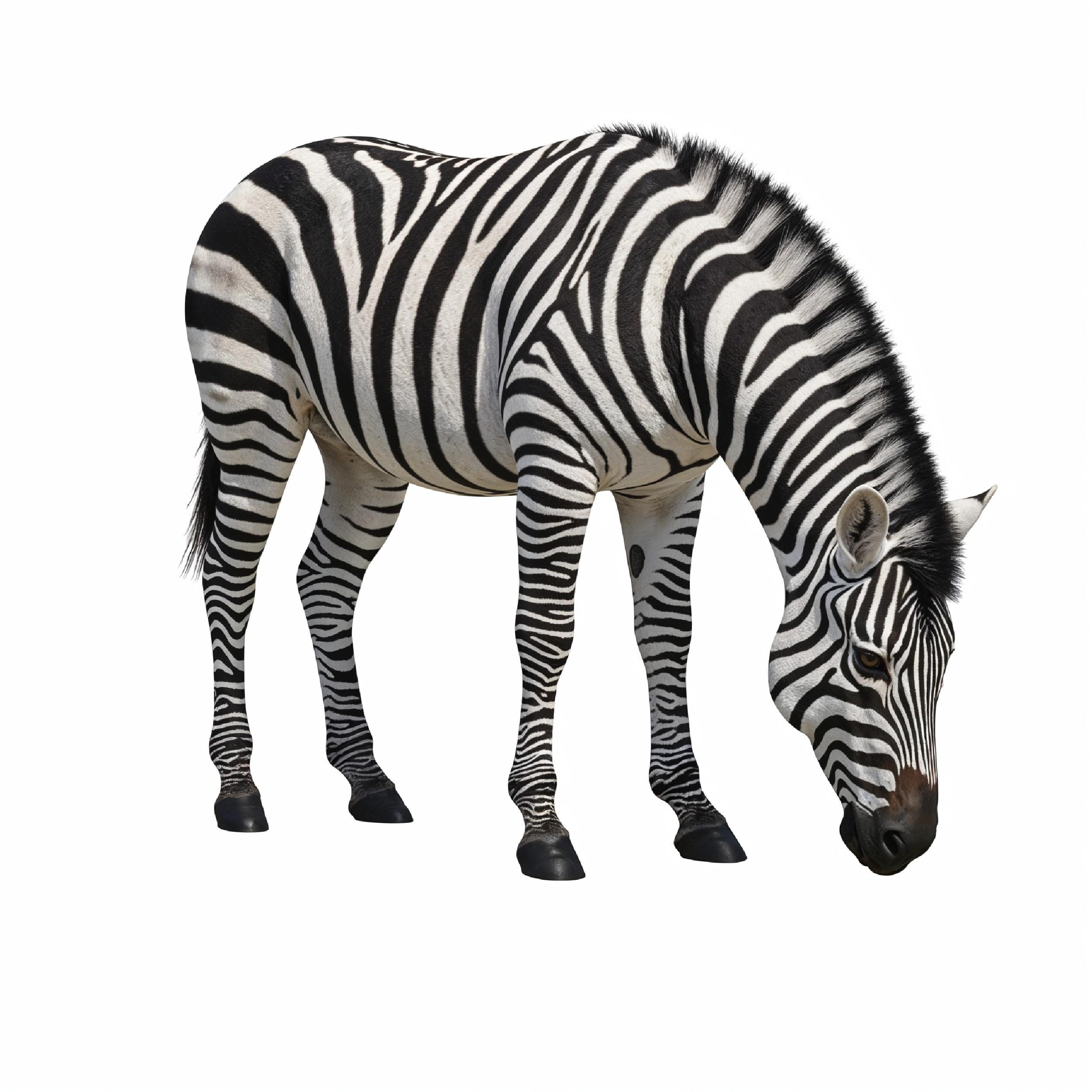 Zebra Isolated on White Background African Wildlife Animal Portrait