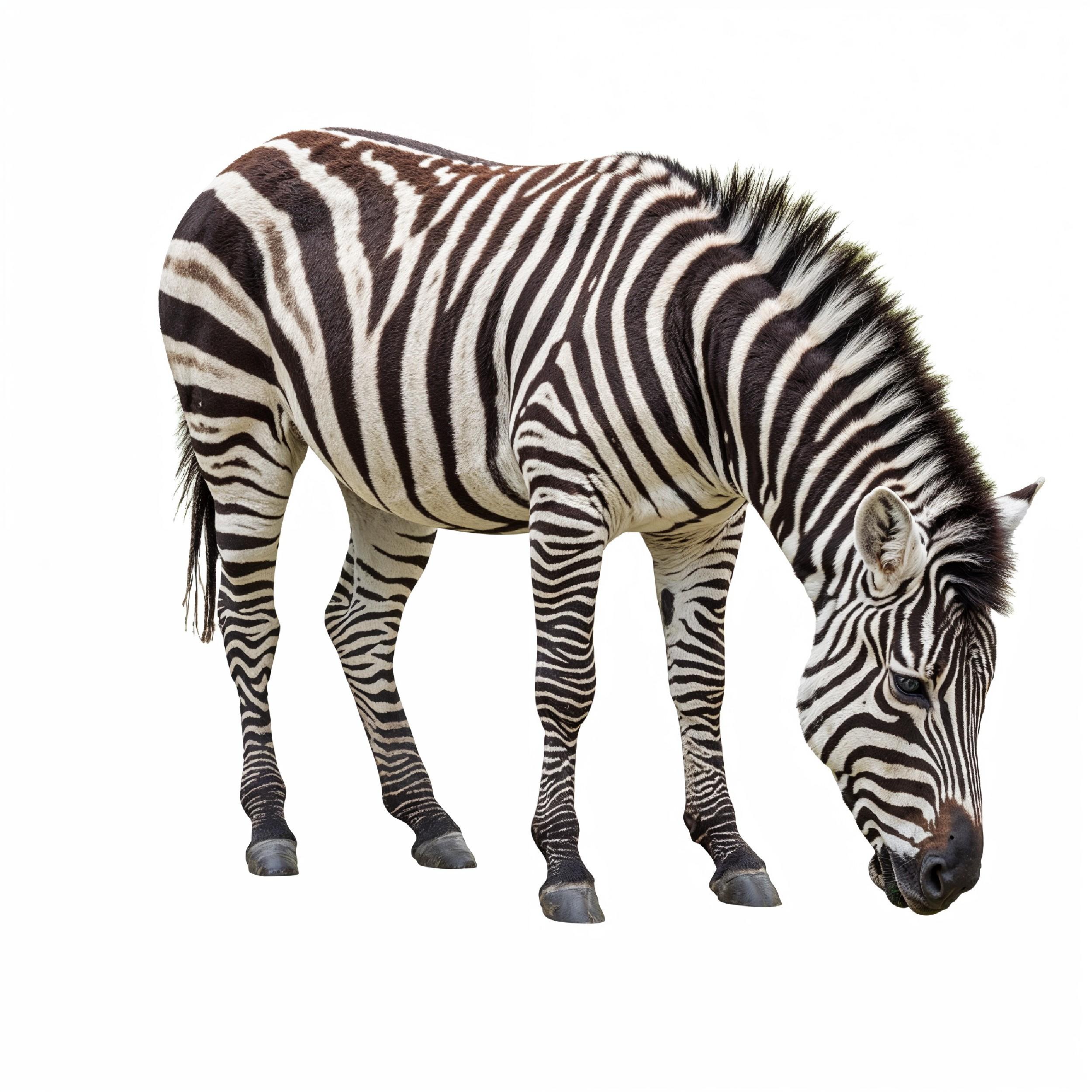 Zebra Isolated on White Background African Wildlife Animal Portrait
