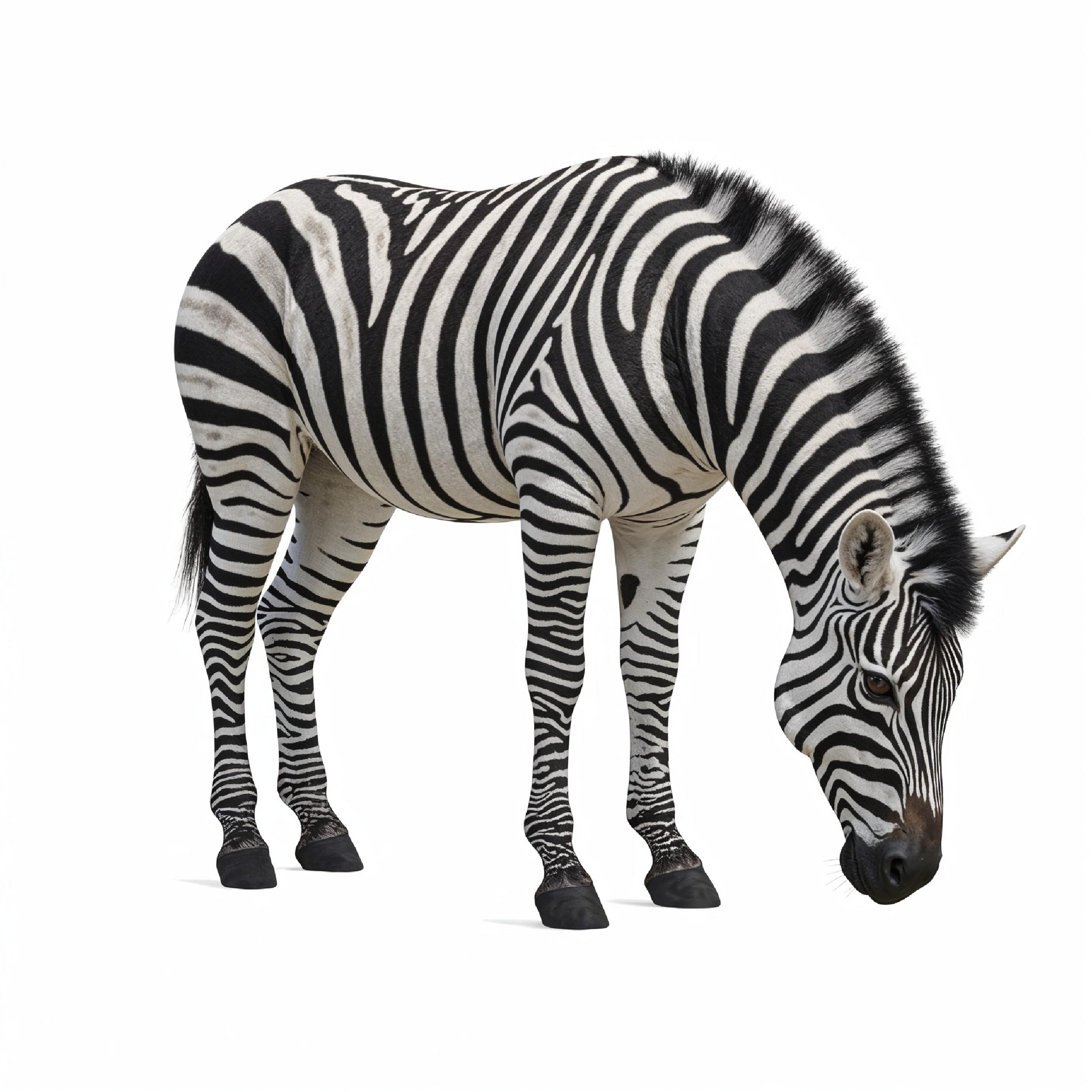 Zebra Isolated on White Background African Wildlife Animal Portrait