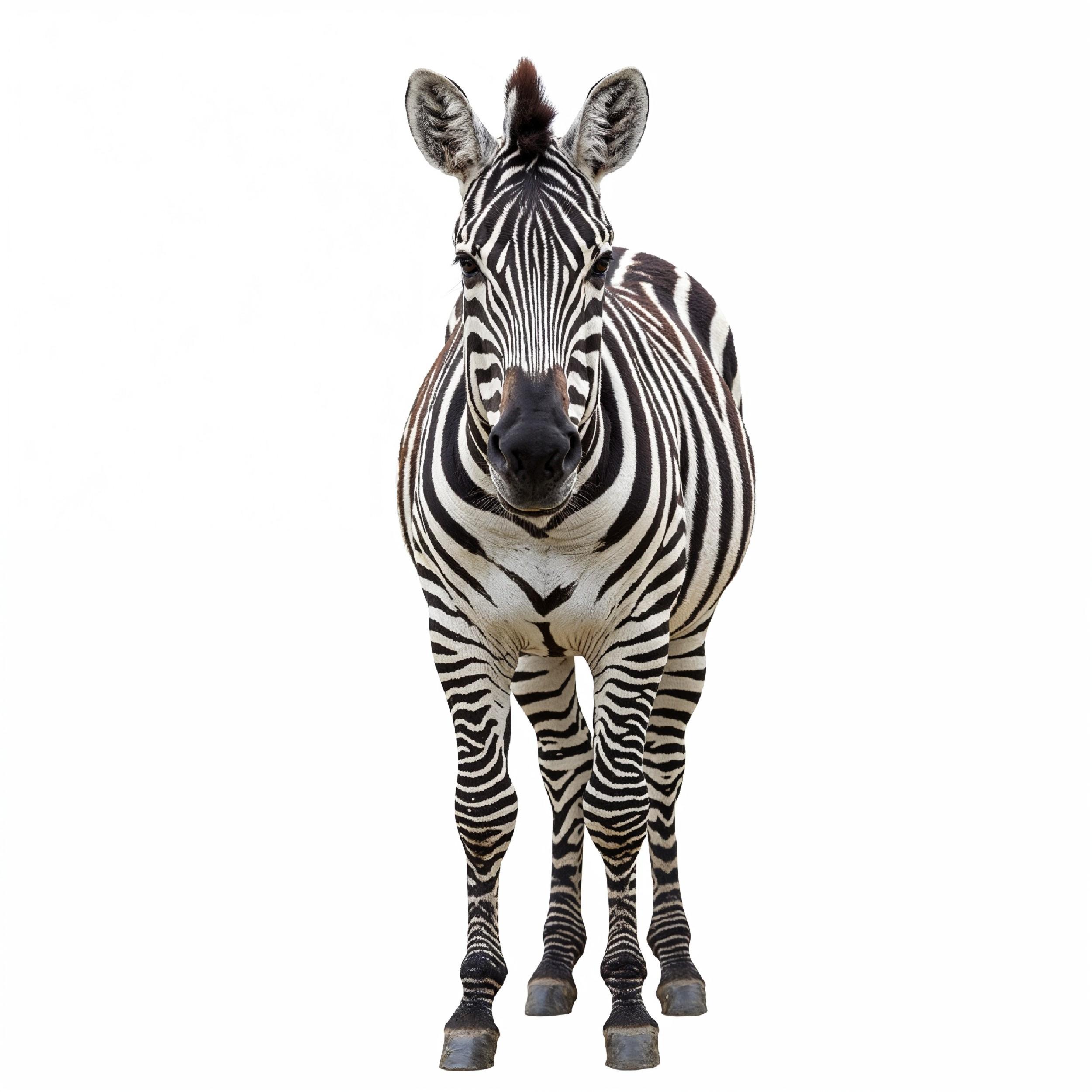 Zebra Isolated on White Background African Wildlife Animal Portrait