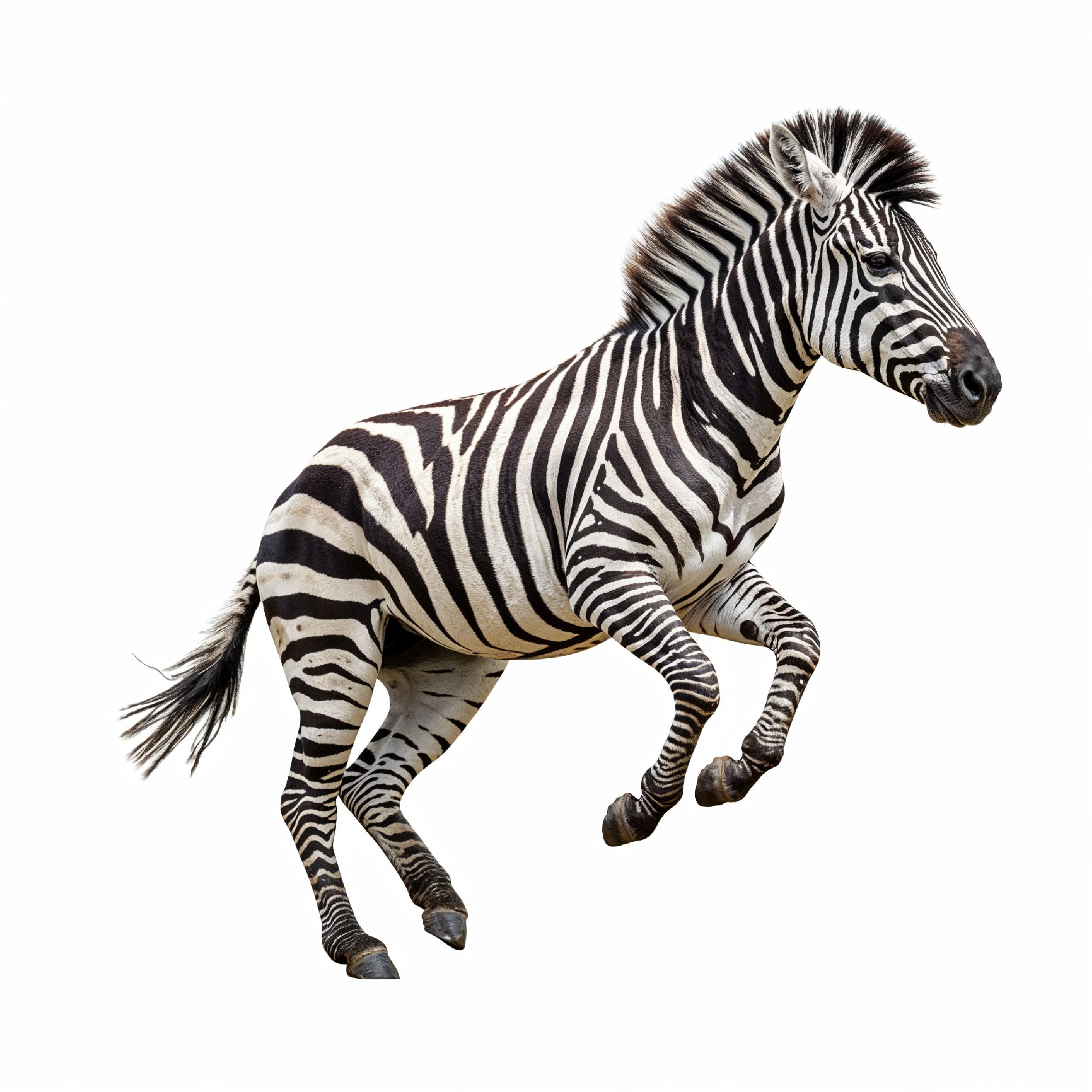 Zebra Isolated on White Background African Wildlife Animal Portrait