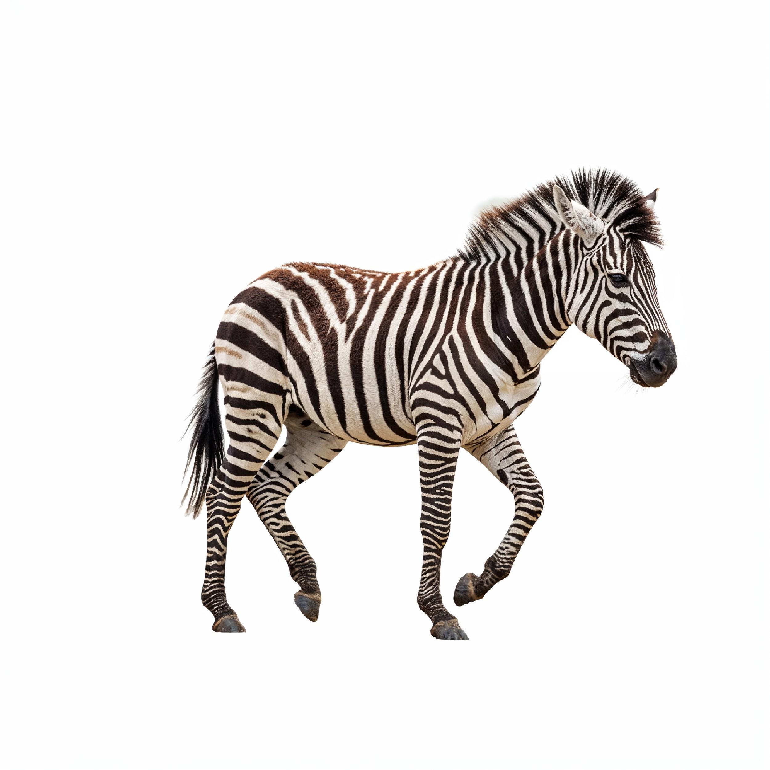 Zebra Isolated on White Background African Wildlife Animal Portrait
