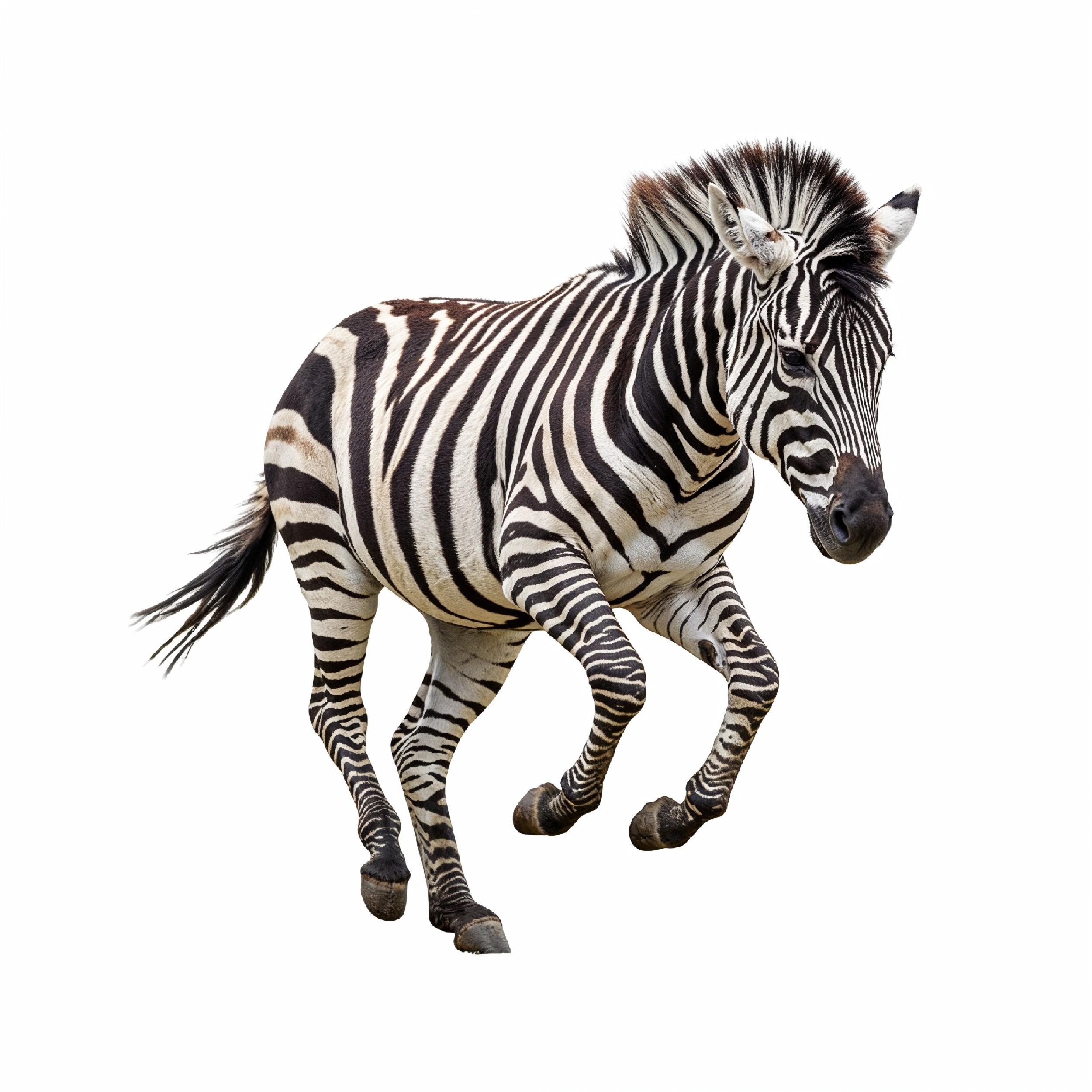 Zebra Isolated on White Background African Wildlife Animal Portrait