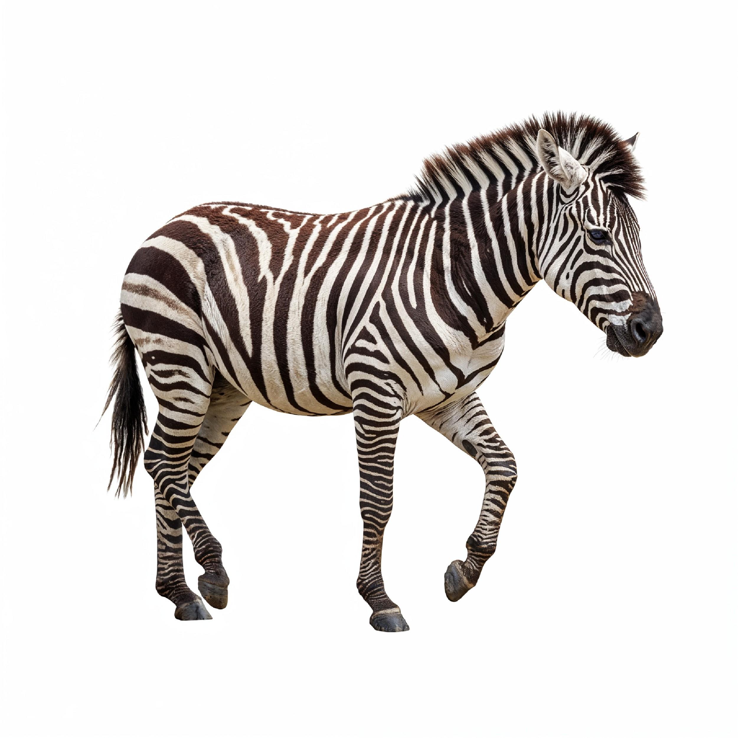 Zebra Isolated on White Background African Wildlife Animal Portrait