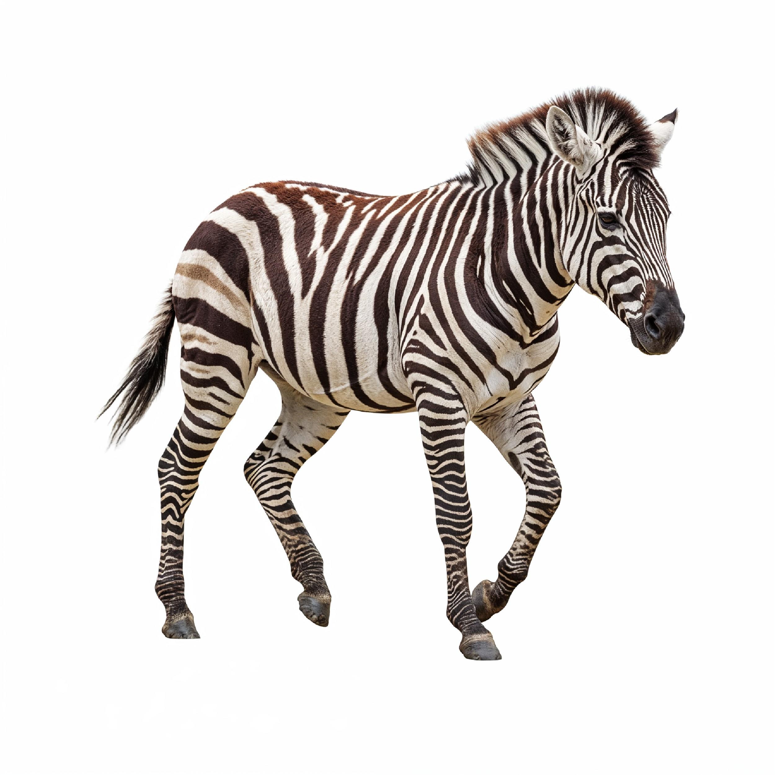 Zebra Isolated on White Background African Wildlife Animal Portrait