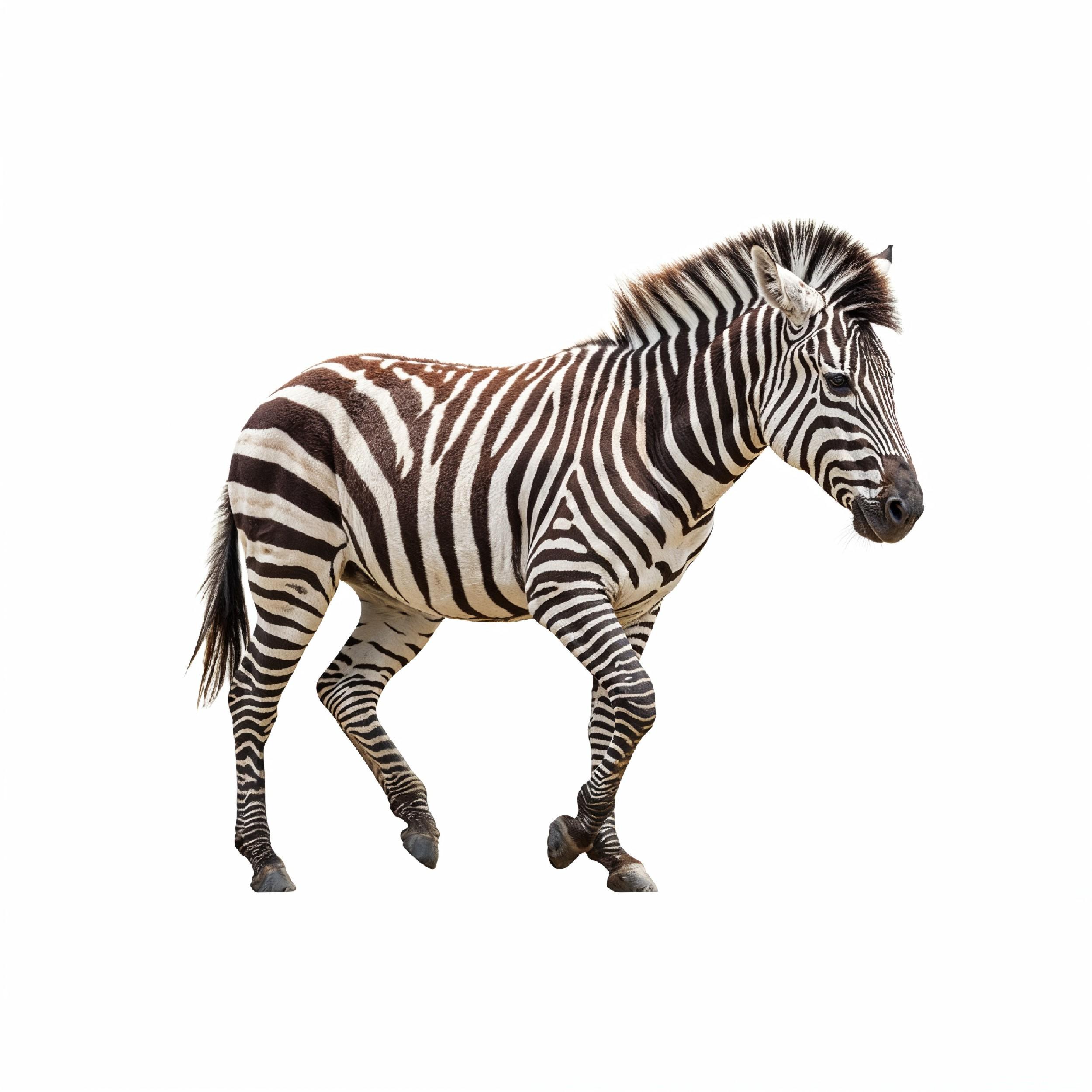 Zebra Isolated on White Background African Wildlife Animal Portrait