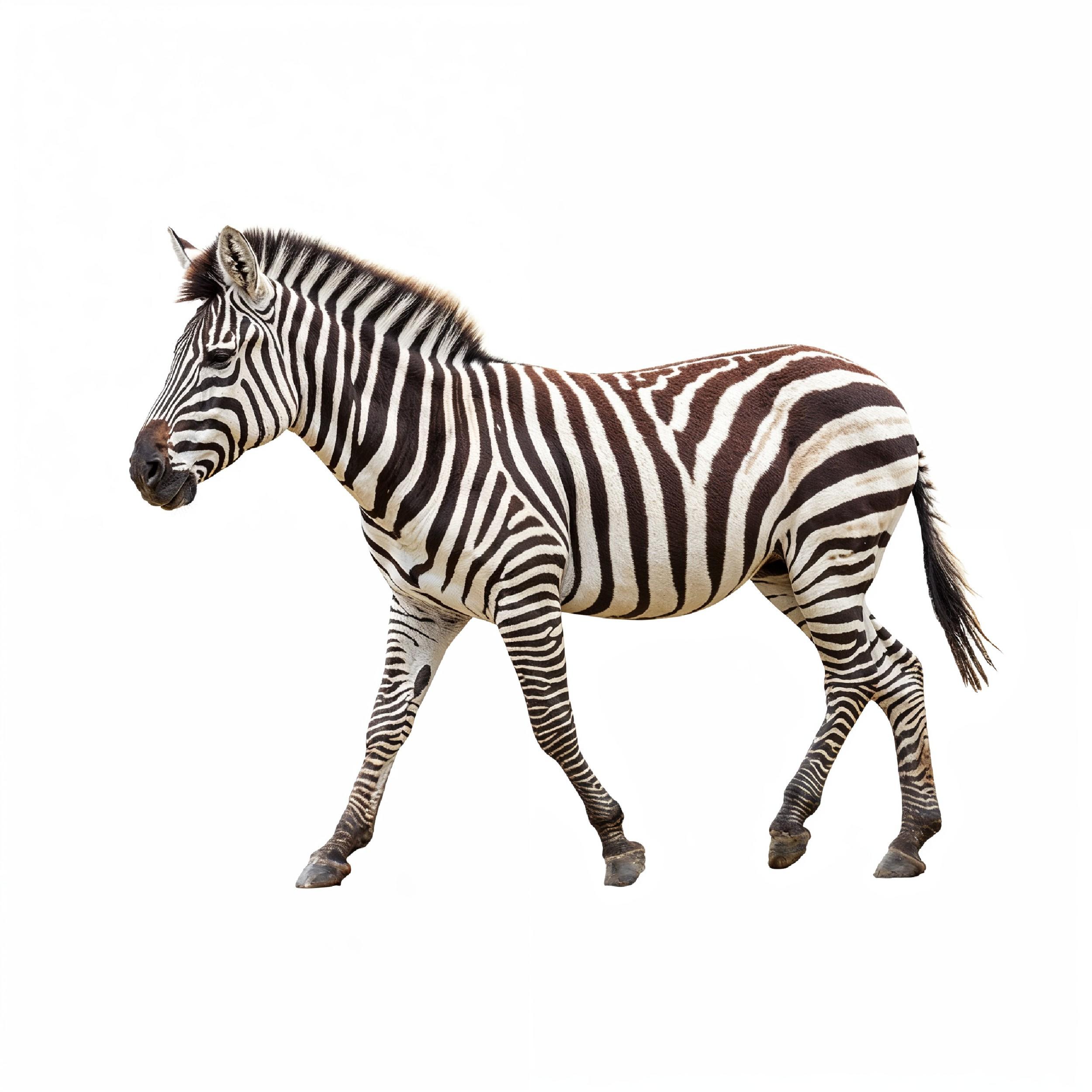 Zebra Isolated on White Background African Wildlife Animal Portrait