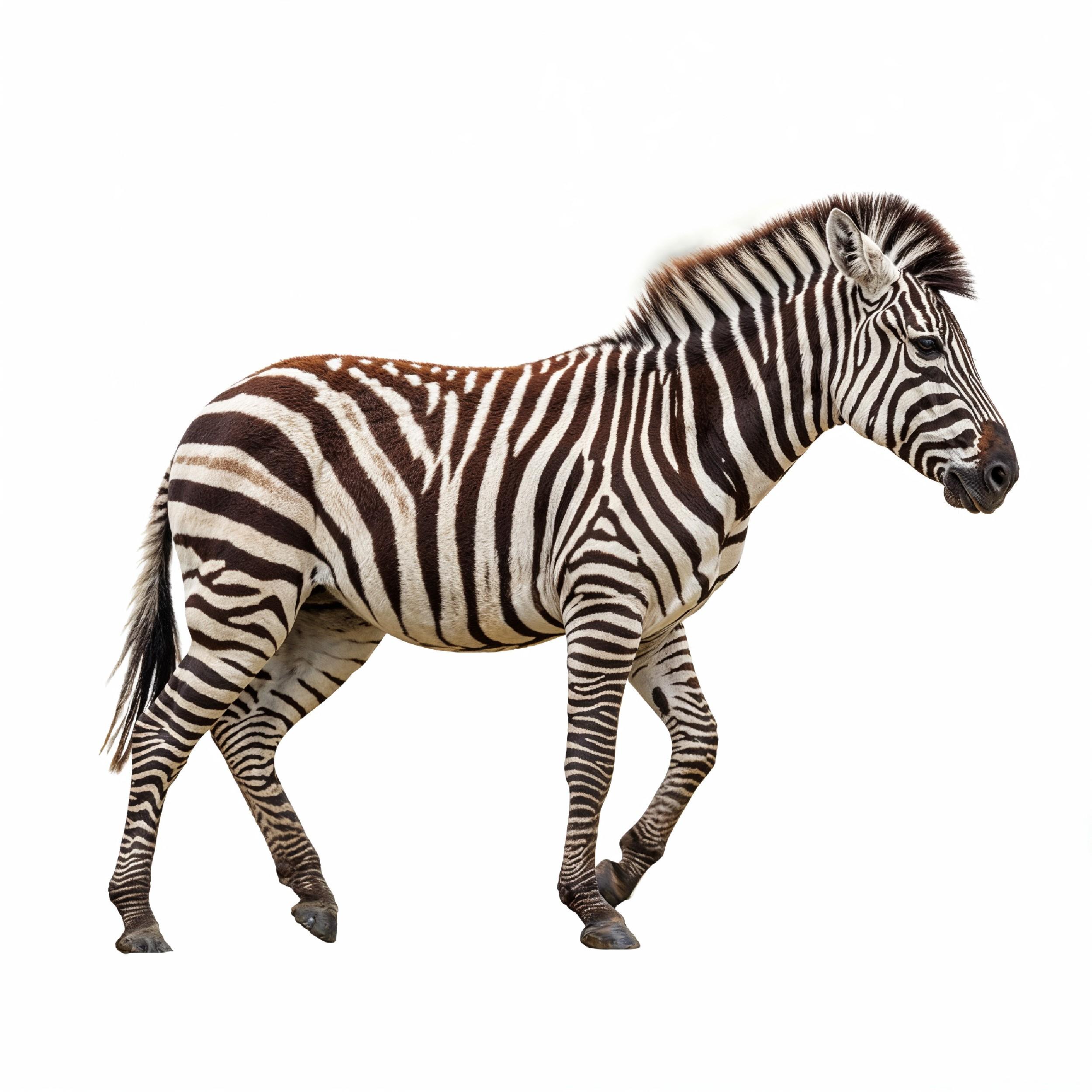 Zebra Isolated on White Background African Wildlife Animal Portrait