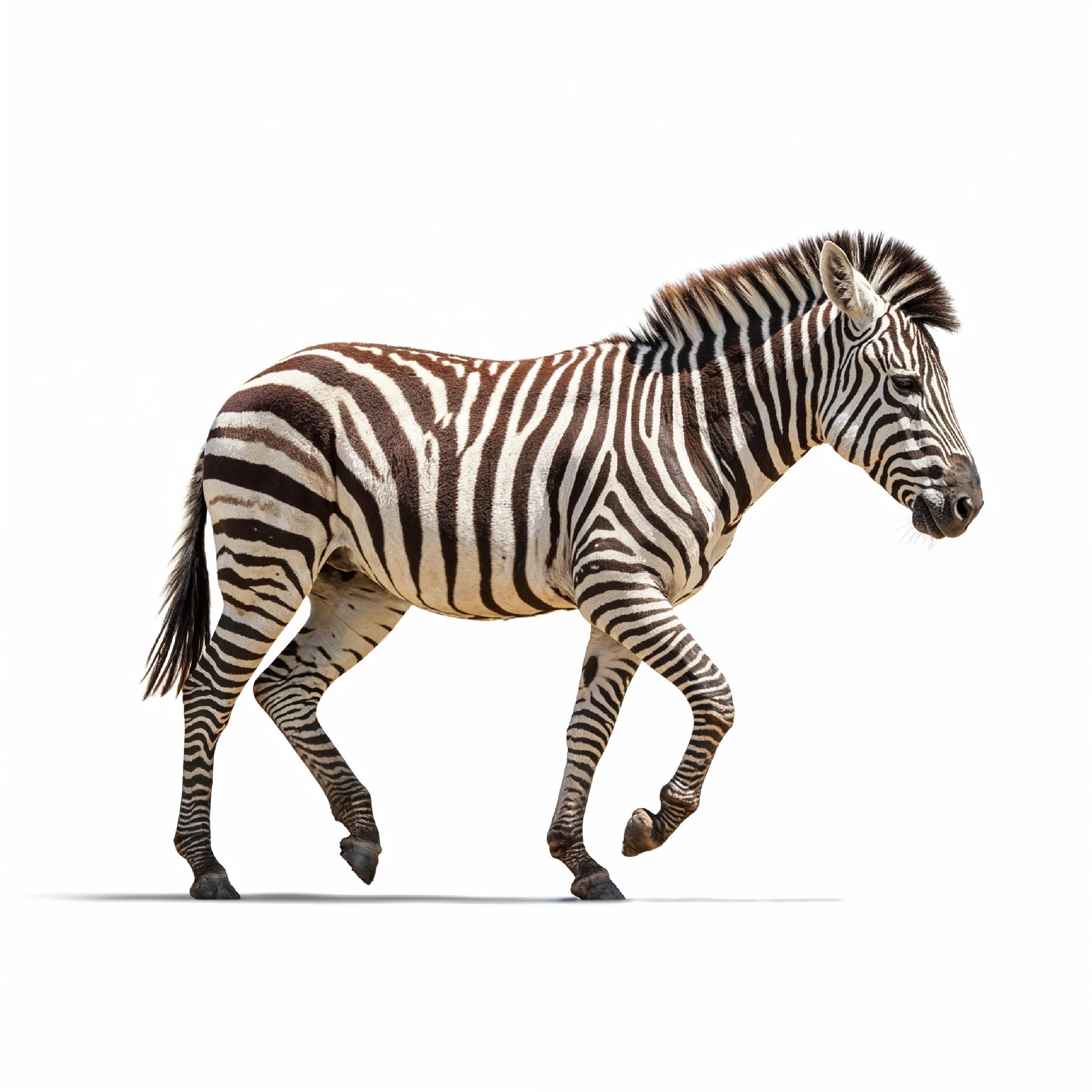 Zebra Isolated on White Background African Wildlife Animal Portrait
