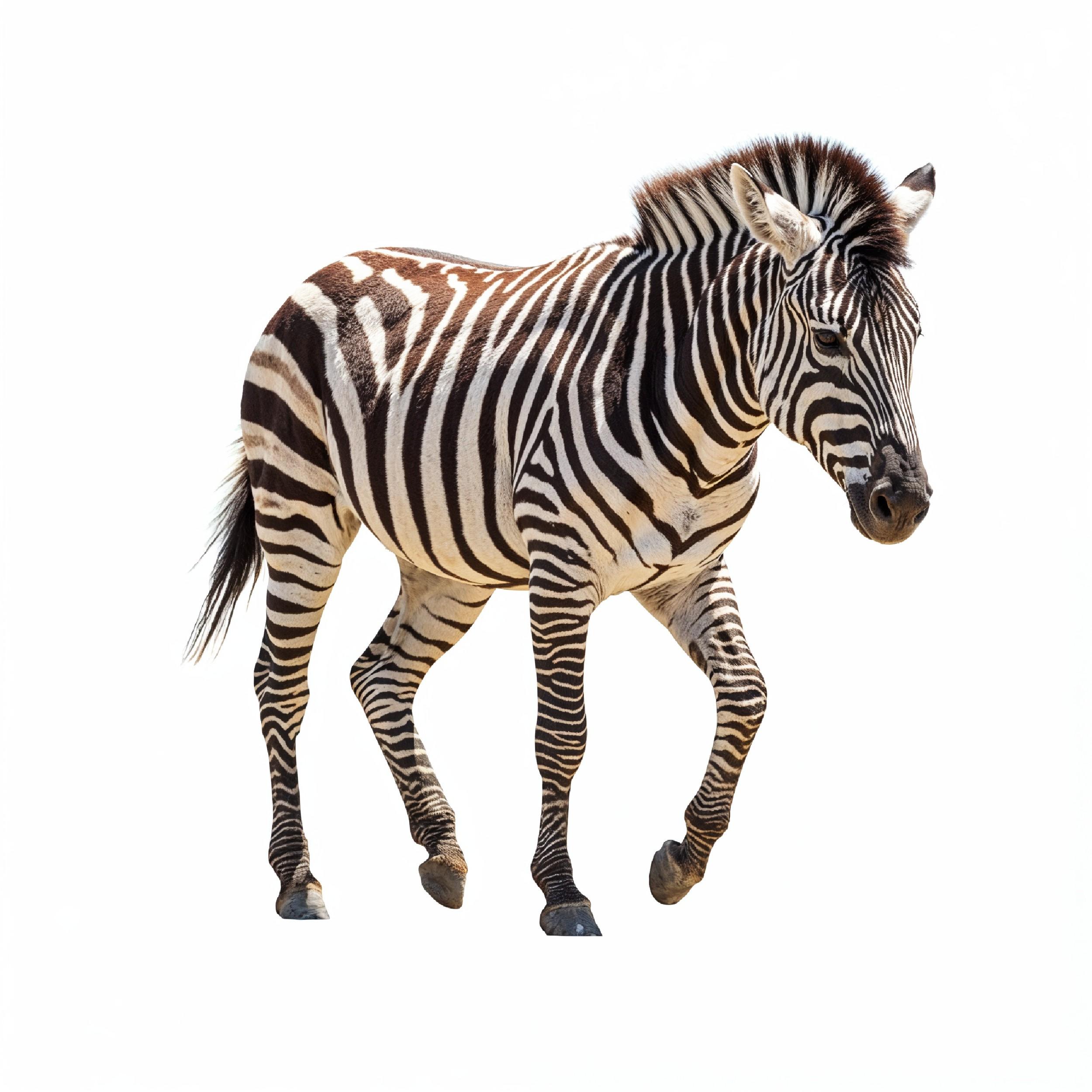 Zebra Isolated on White Background African Wildlife Animal Portrait