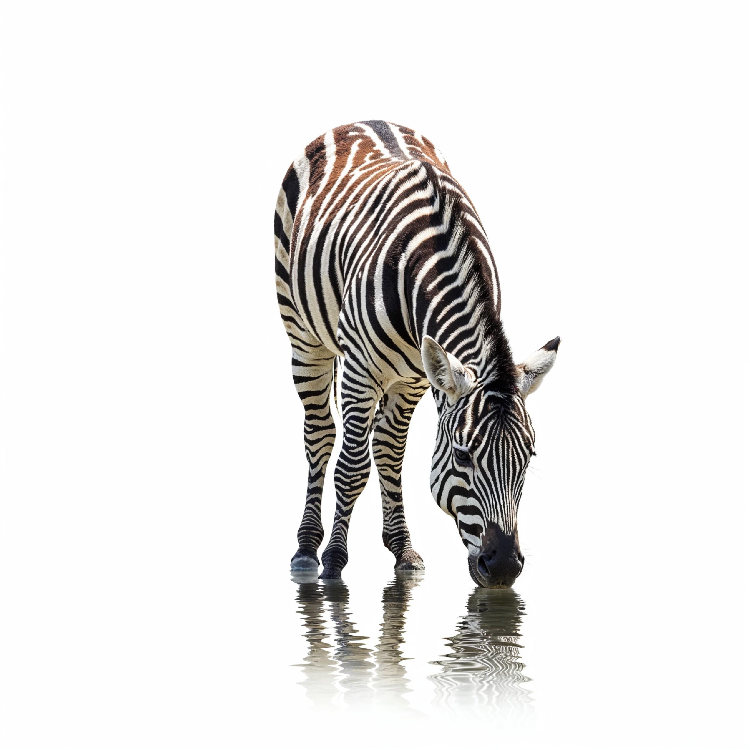 Zebra Isolated on White Background African Wildlife Animal Portrait