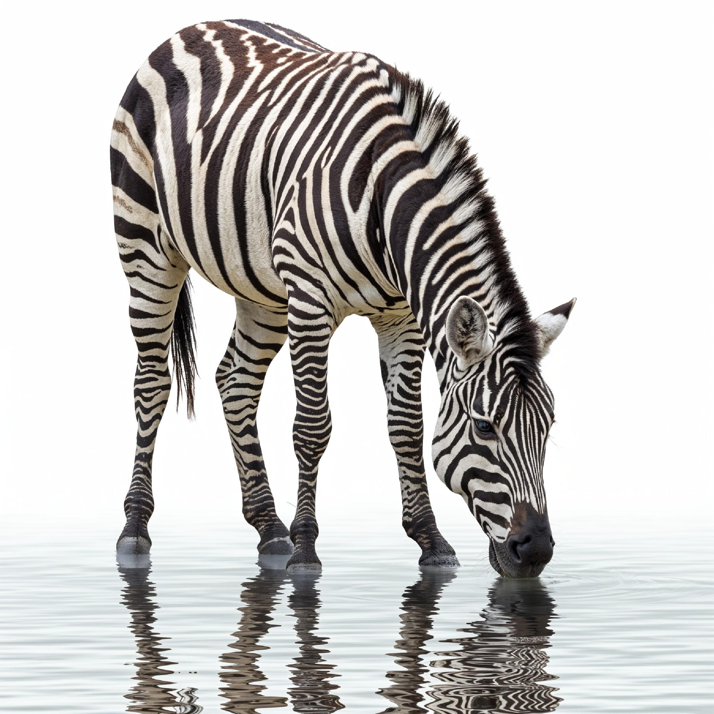 Zebra Isolated on White Background African Wildlife Animal Portrait