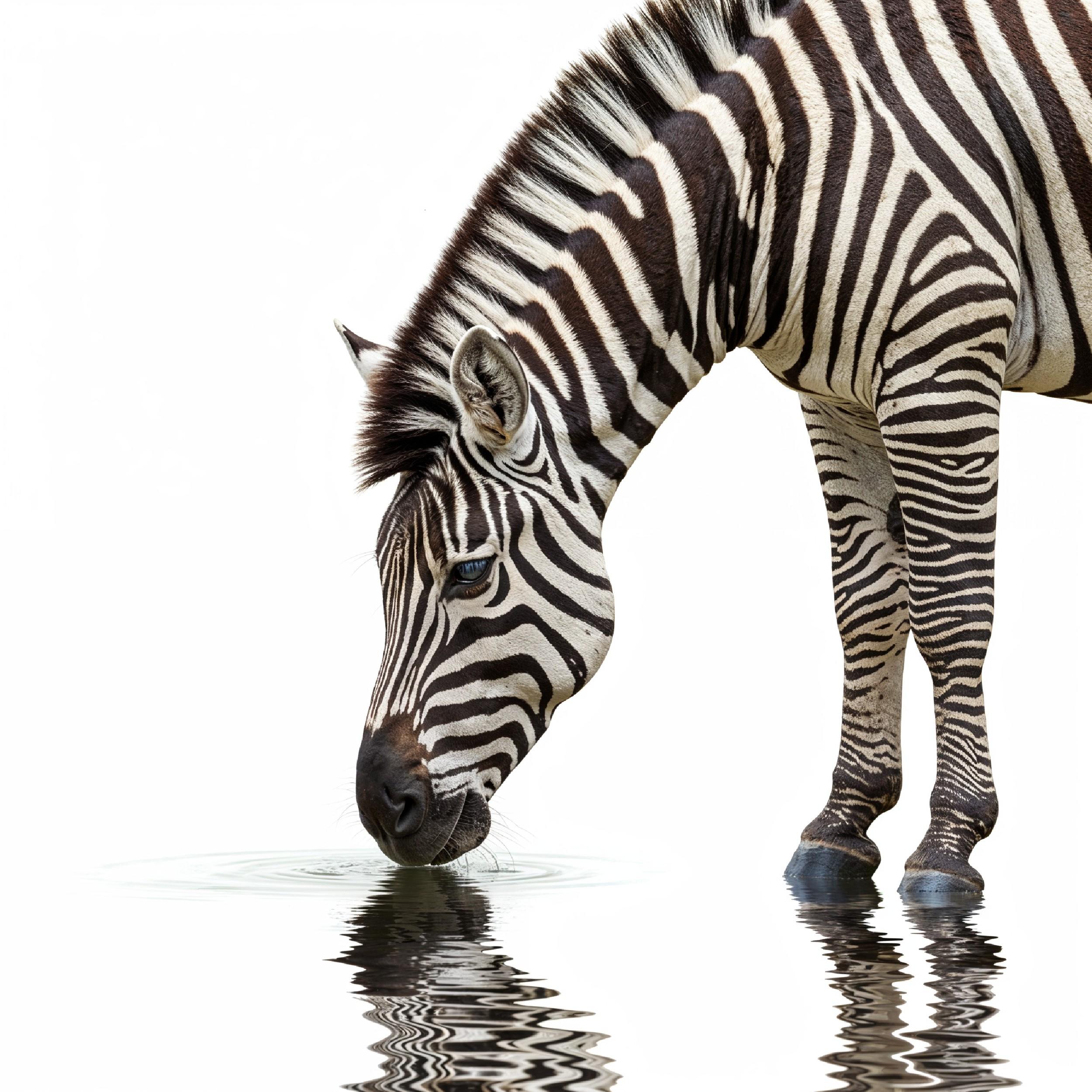 Zebra Isolated on White Background African Wildlife Animal Portrait