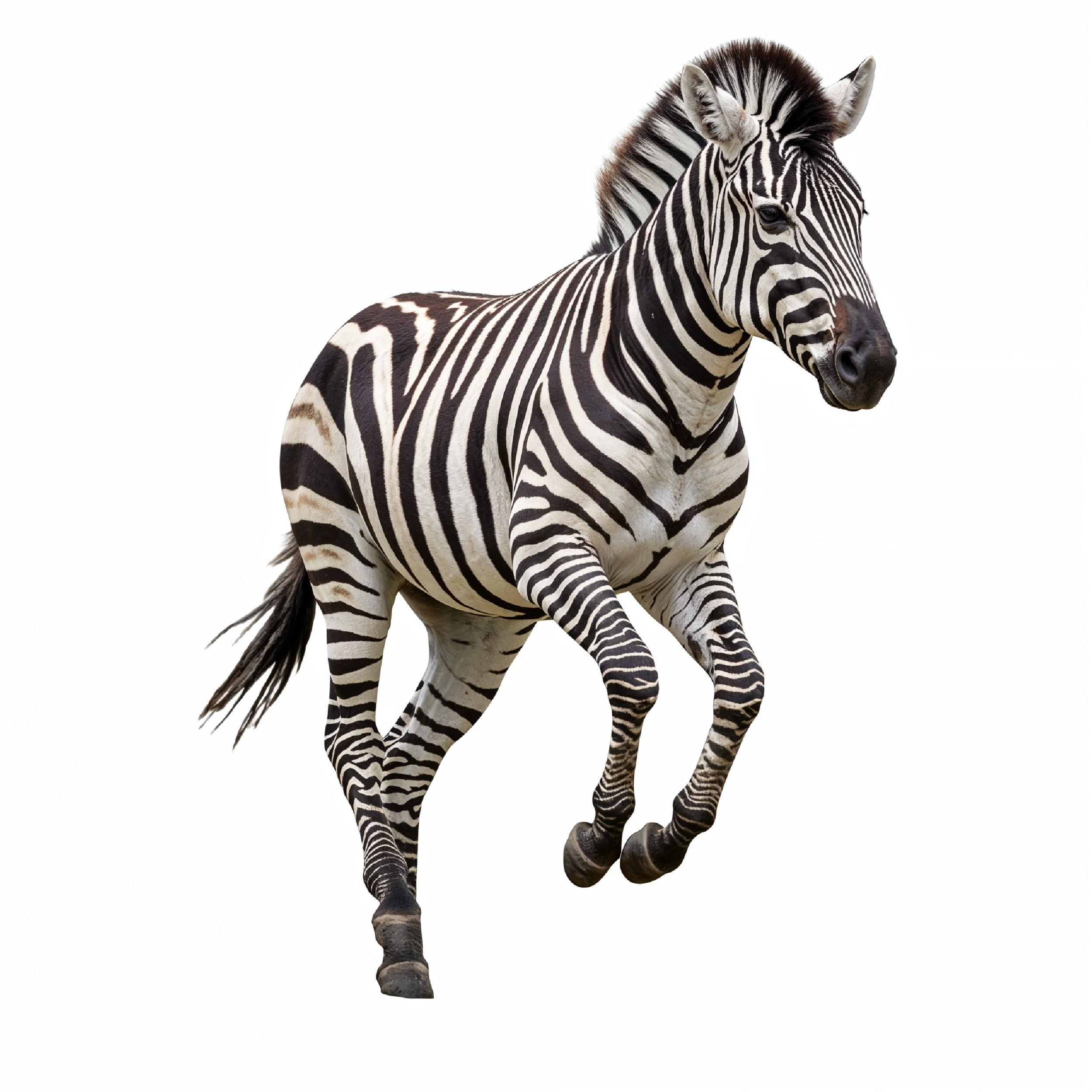 Zebra Isolated on White Background African Wildlife Animal Portrait