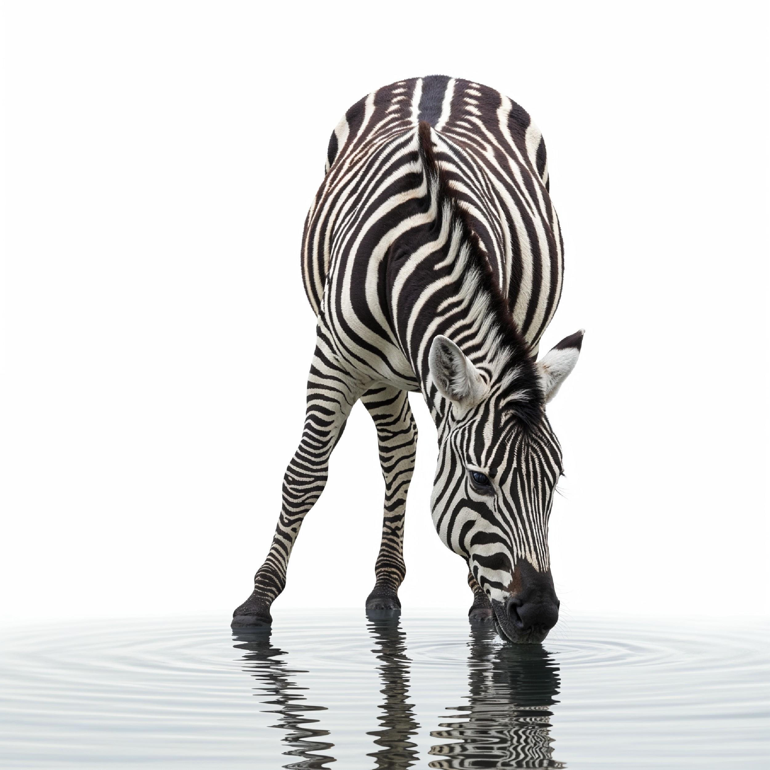 Zebra Isolated on White Background African Wildlife Animal Portrait