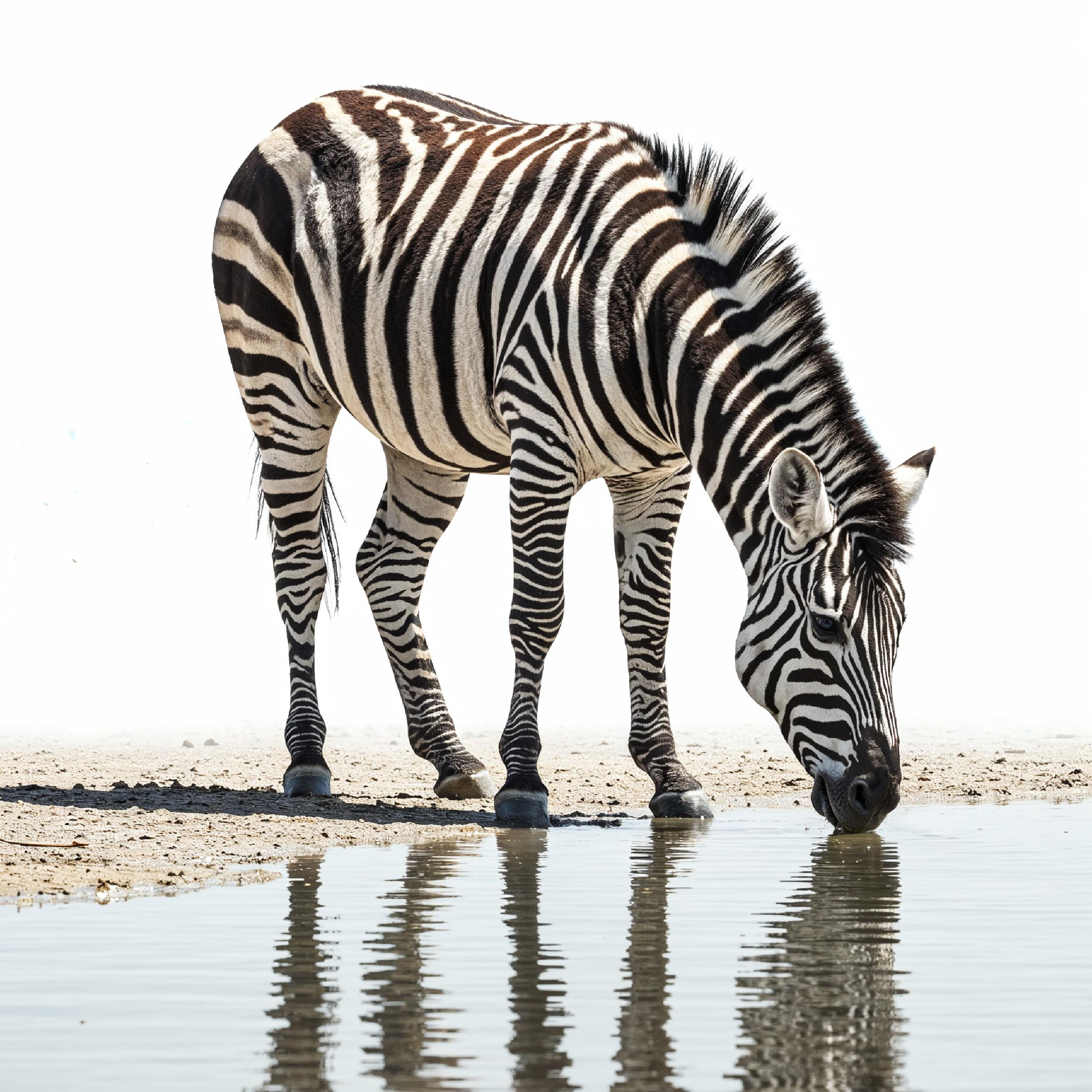 Zebra Isolated on White Background African Wildlife Animal Portrait