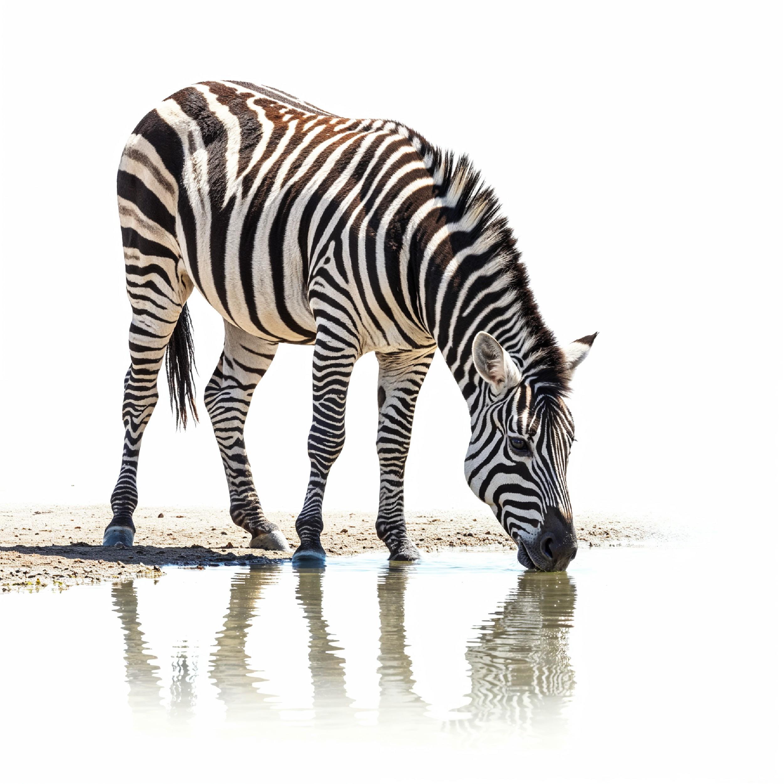 Zebra Isolated on White Background African Wildlife Animal Portrait