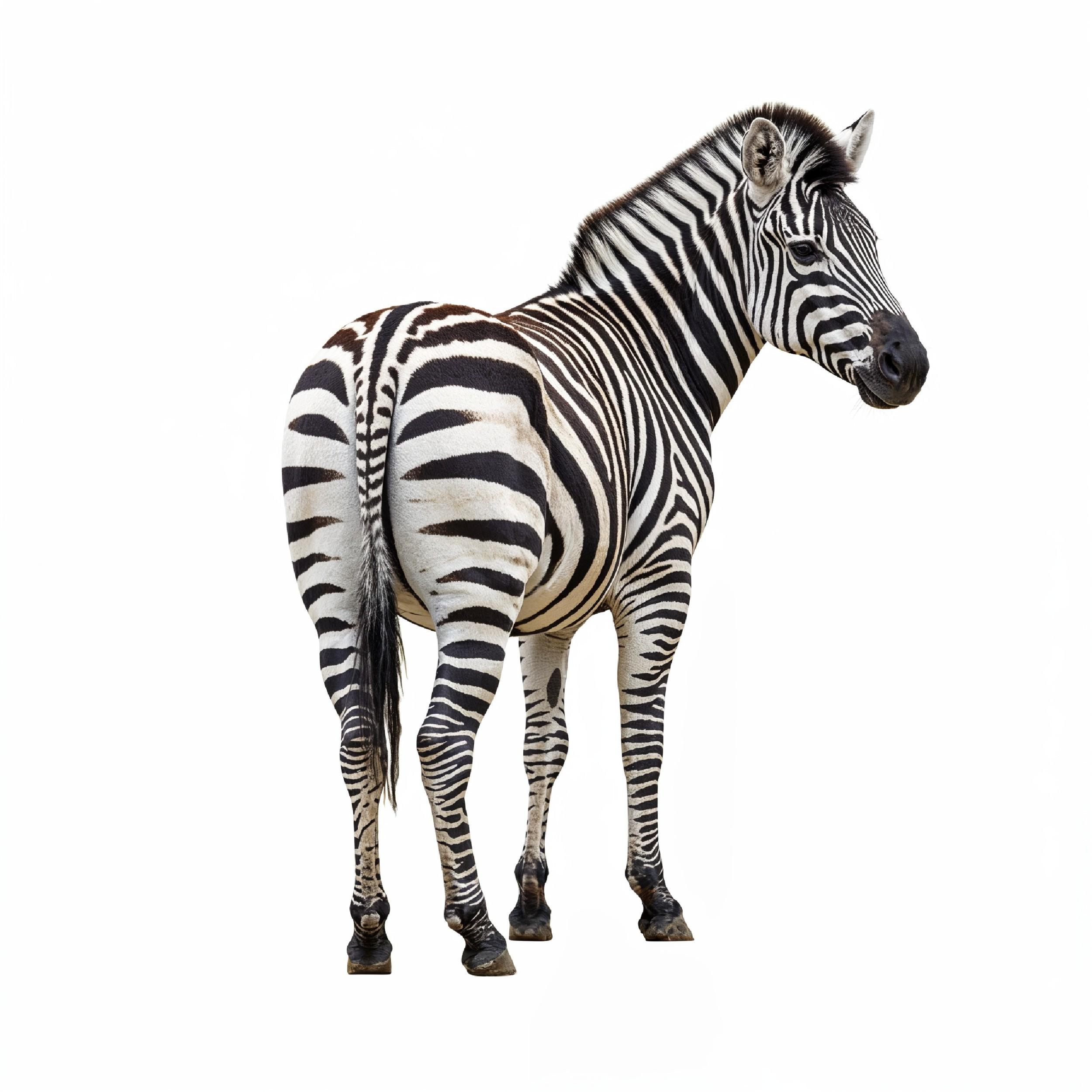 Zebra Isolated on White Background African Wildlife Animal Portrait