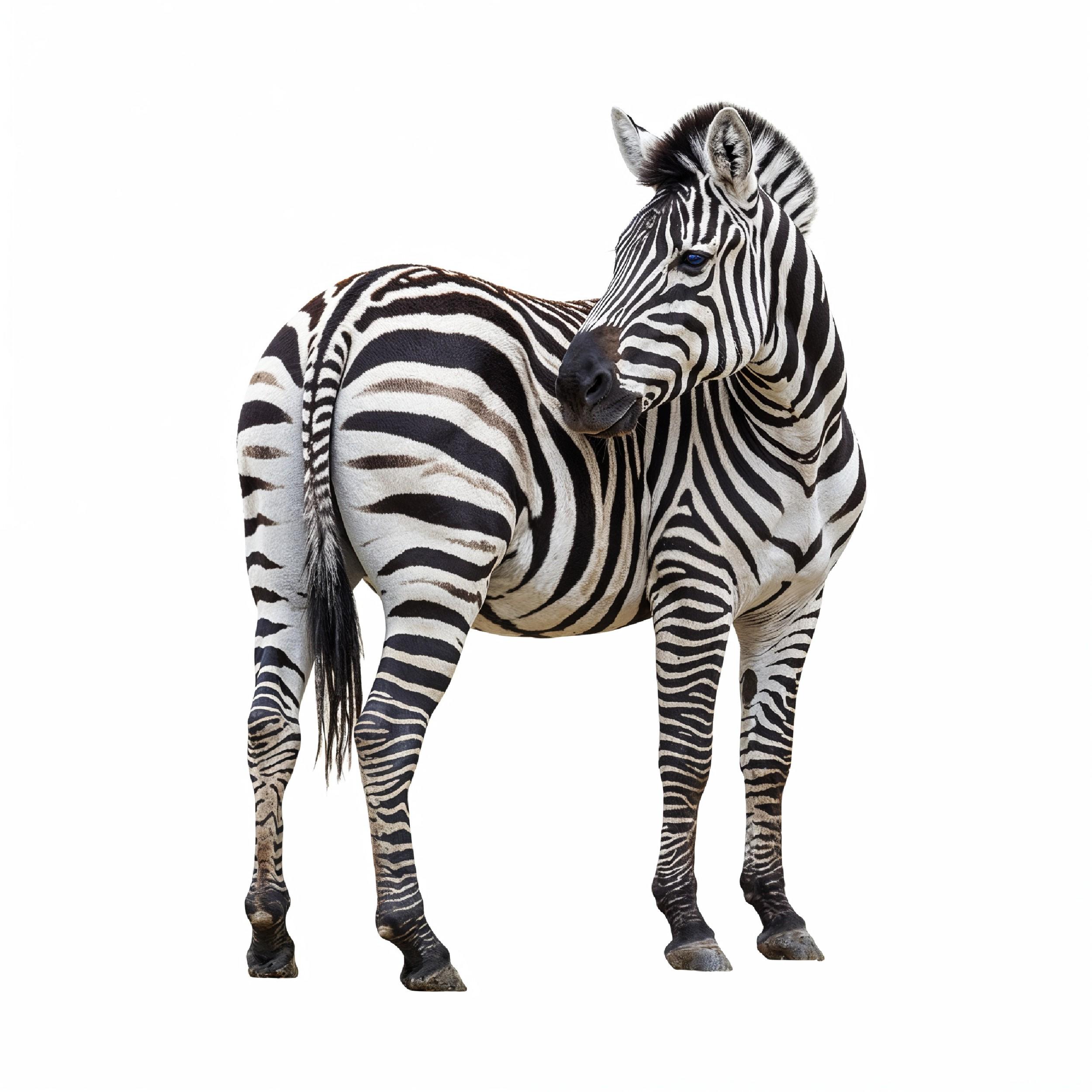Zebra Isolated on White Background African Wildlife Animal Portrait
