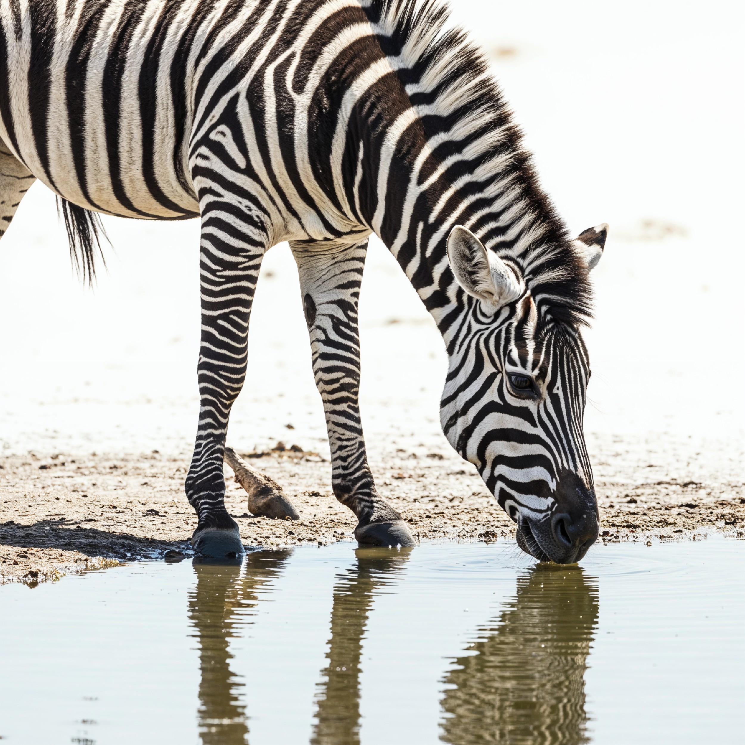 Zebra Isolated on White Background African Wildlife Animal Portrait
