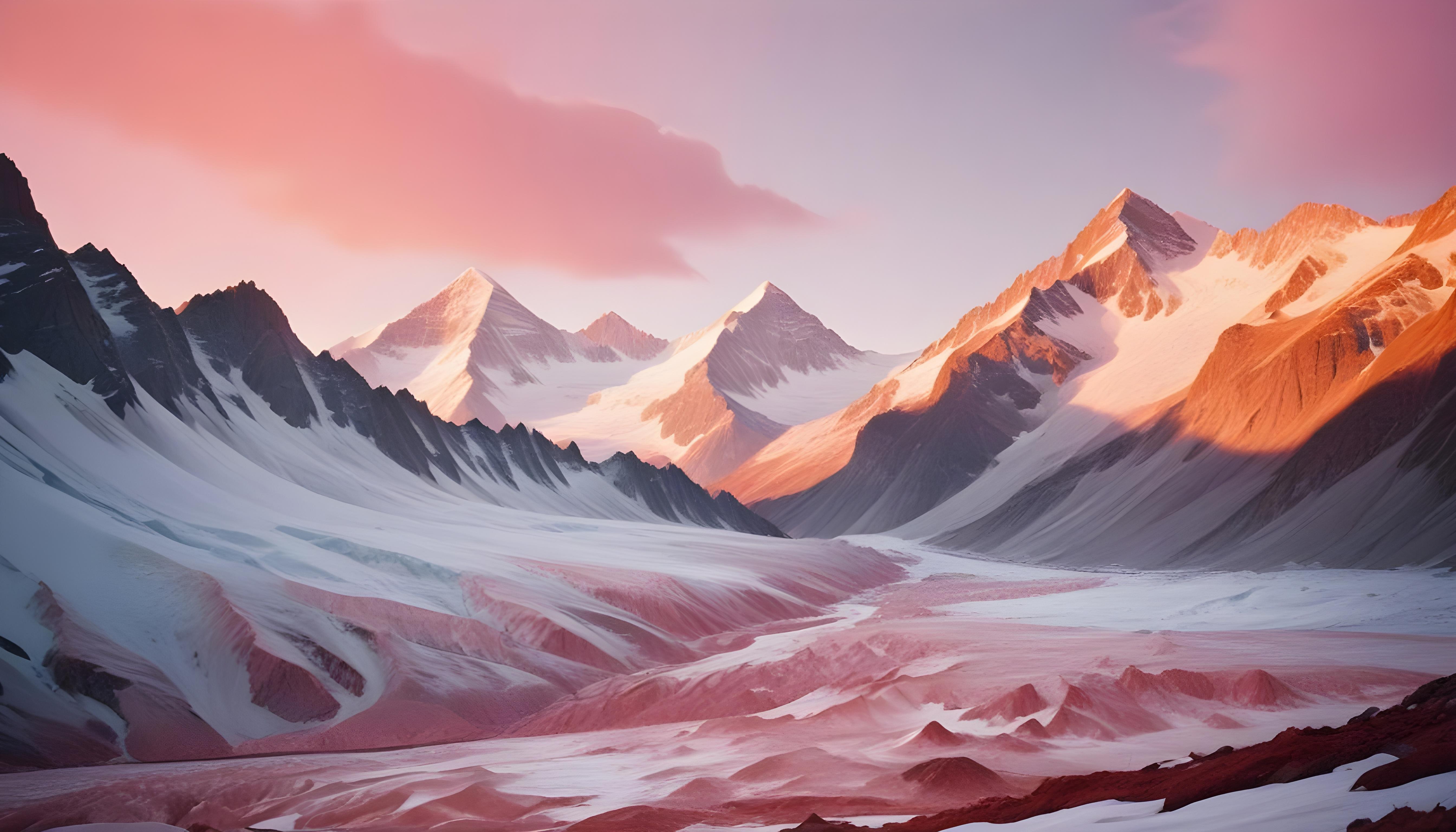 Breathtaking Snow Covered Mountain Landscape with Glaciers and Alpine Peaks