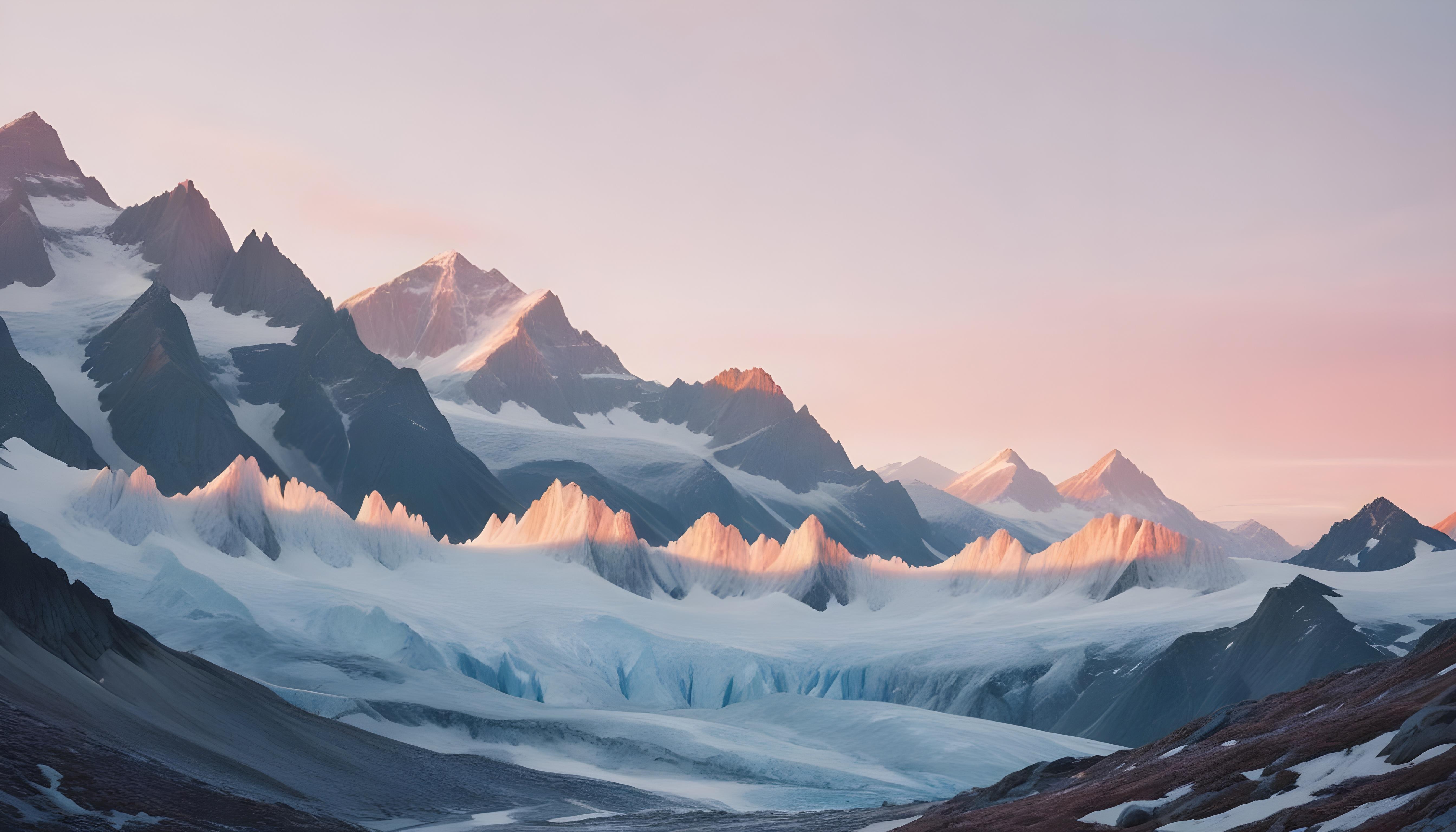 Breathtaking Snow Covered Mountain Landscape with Glaciers and Alpine Peaks