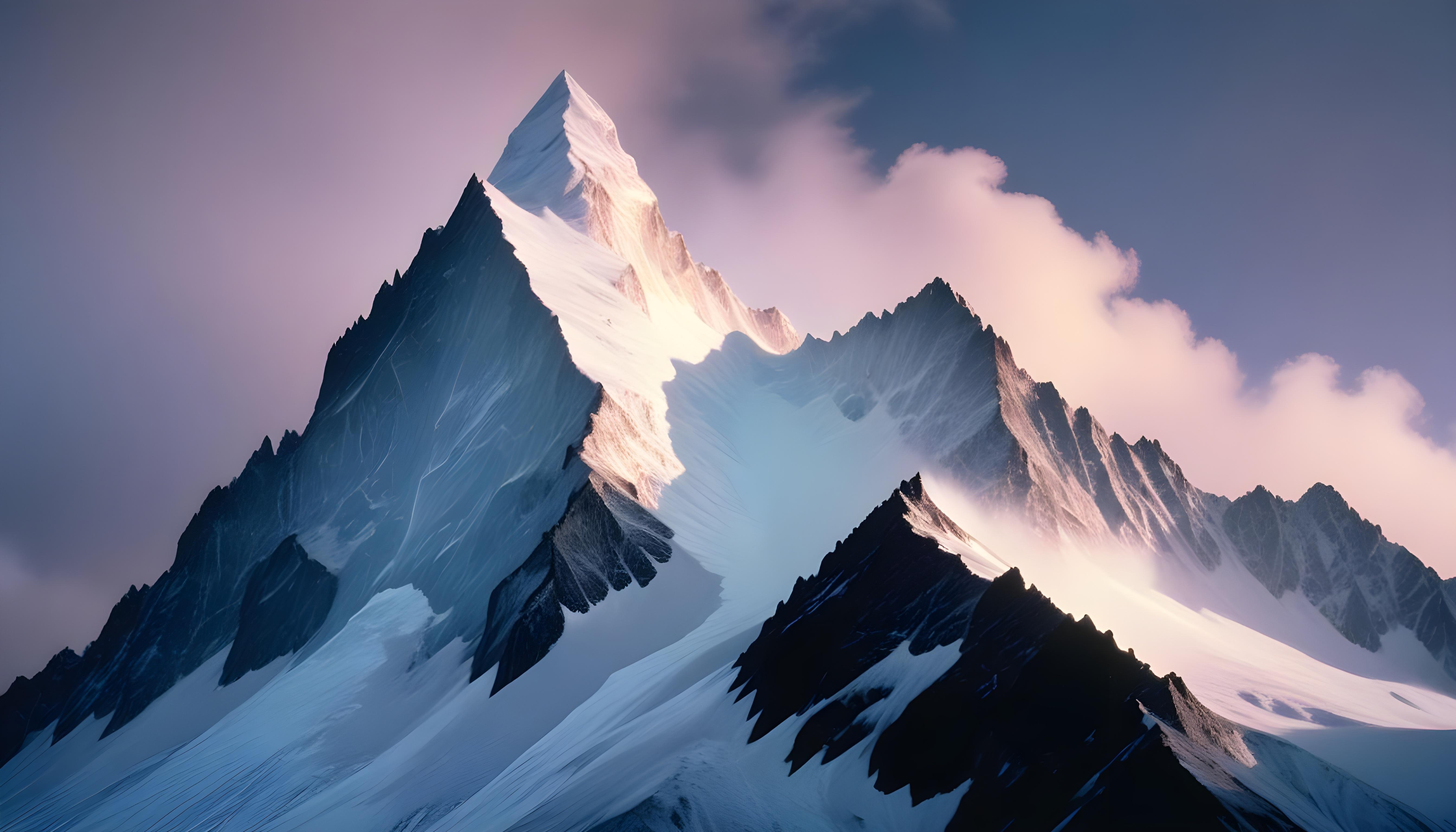Breathtaking Snow Covered Mountain Landscape with Glaciers and Alpine Peaks