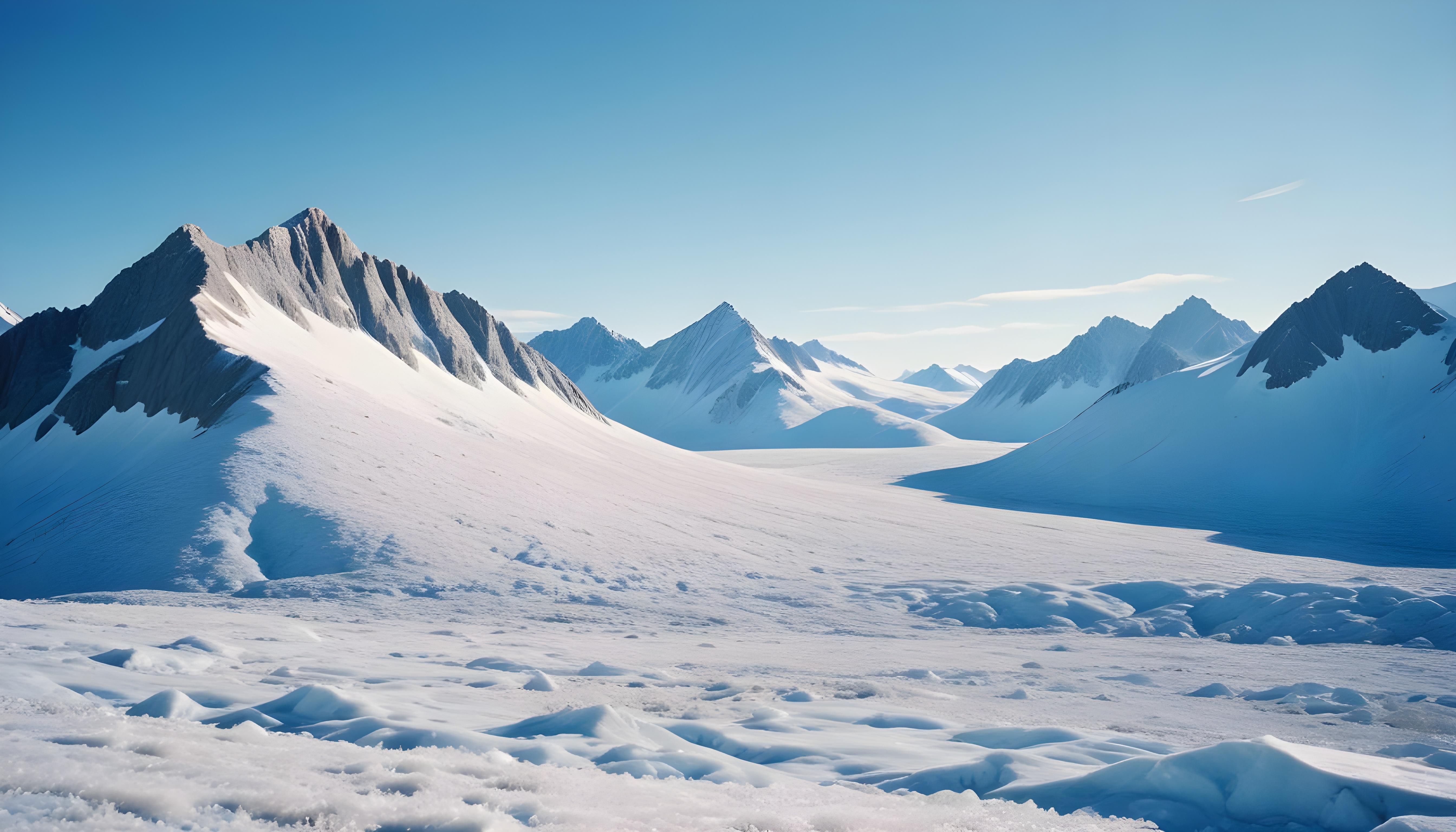 Breathtaking Snow Covered Mountain Landscape with Glaciers and Alpine Peaks