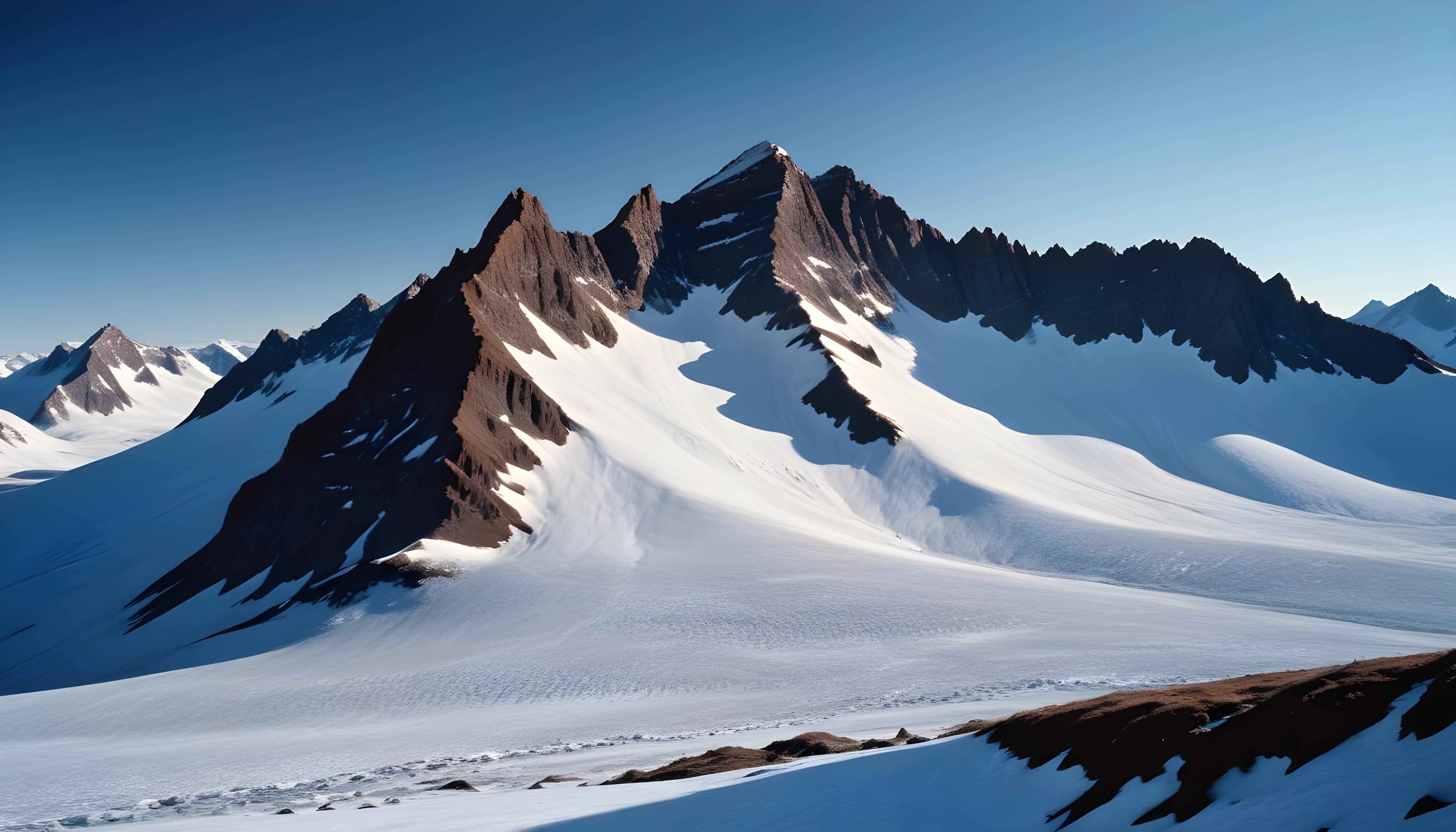 Breathtaking Snow Covered Mountain Landscape with Glaciers and Alpine Peaks