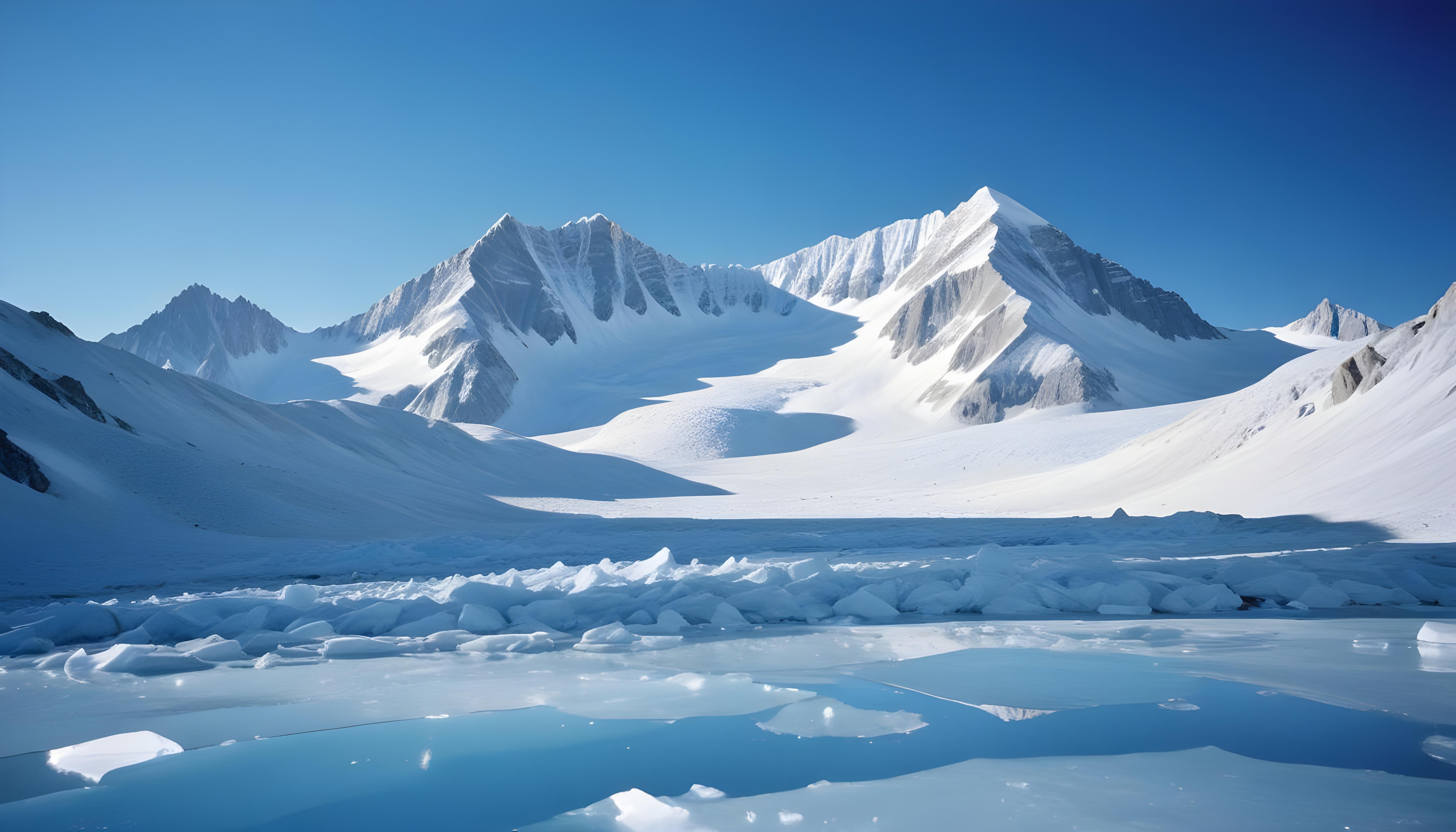 Breathtaking Snow Covered Mountain Landscape with Glaciers and Alpine Peaks