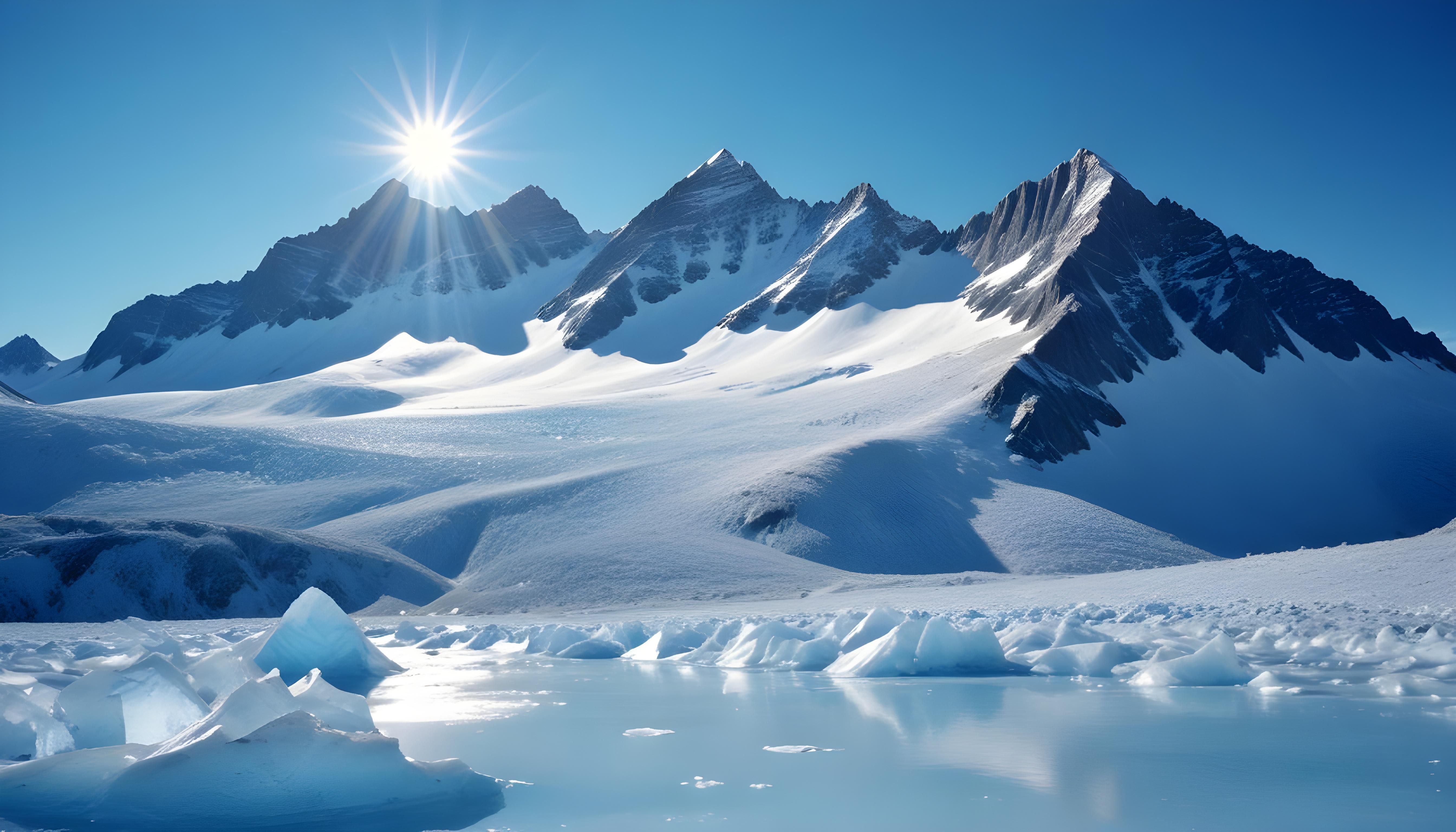 Breathtaking Snow Covered Mountain Landscape with Glaciers and Alpine Peaks