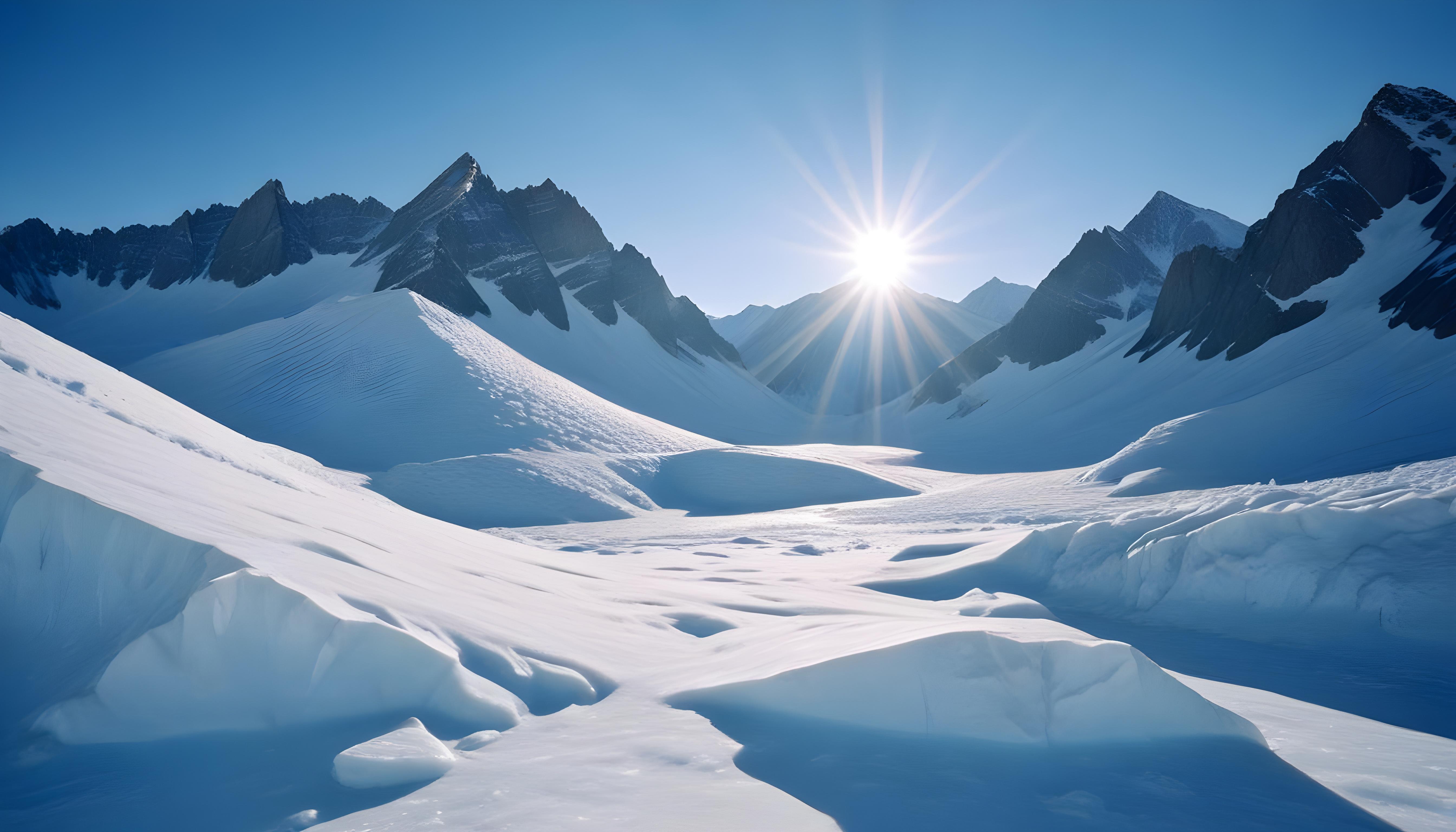 Breathtaking Snow Covered Mountain Landscape with Glaciers and Alpine Peaks