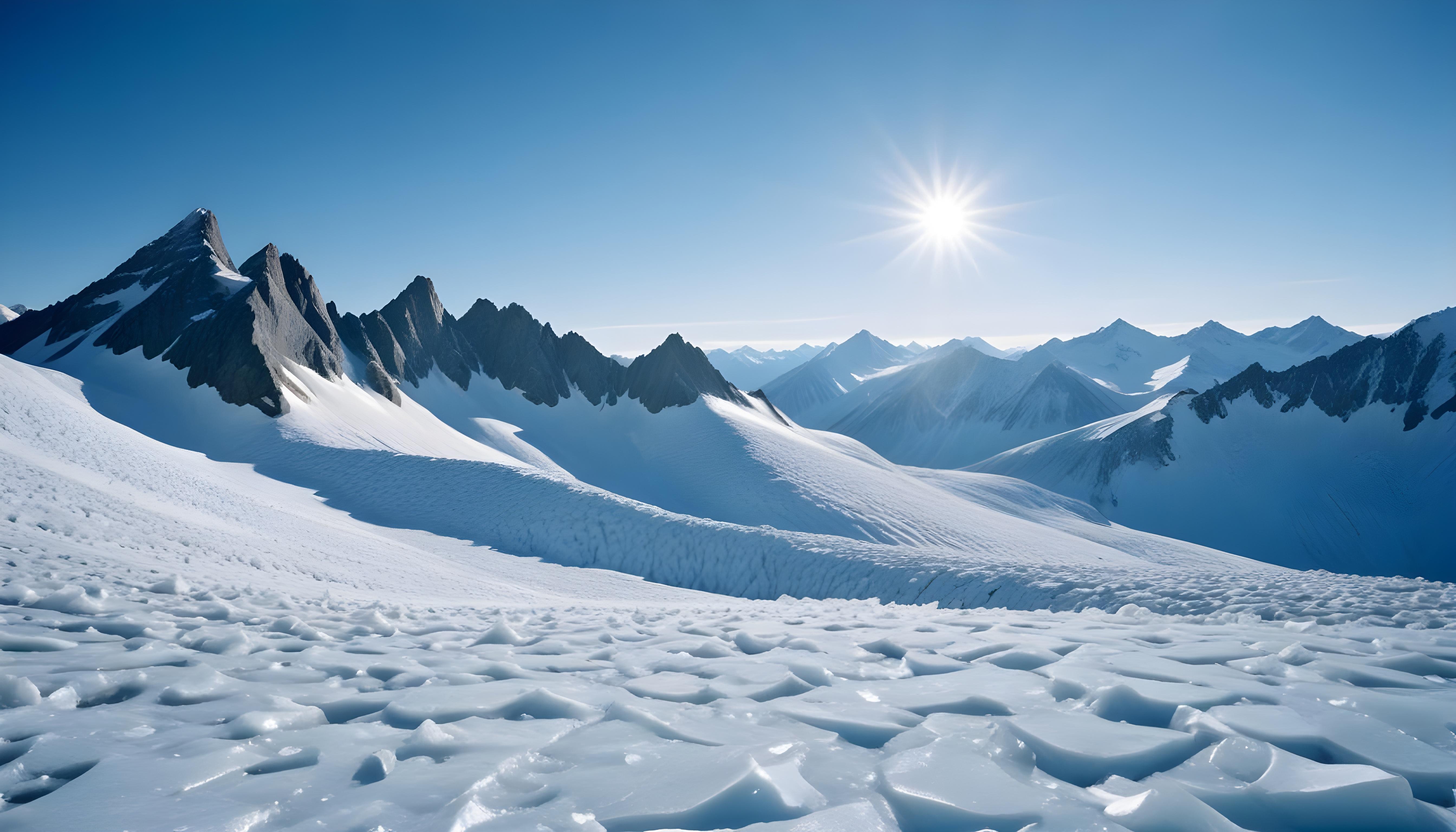 Breathtaking Snow Covered Mountain Landscape with Glaciers and Alpine Peaks
