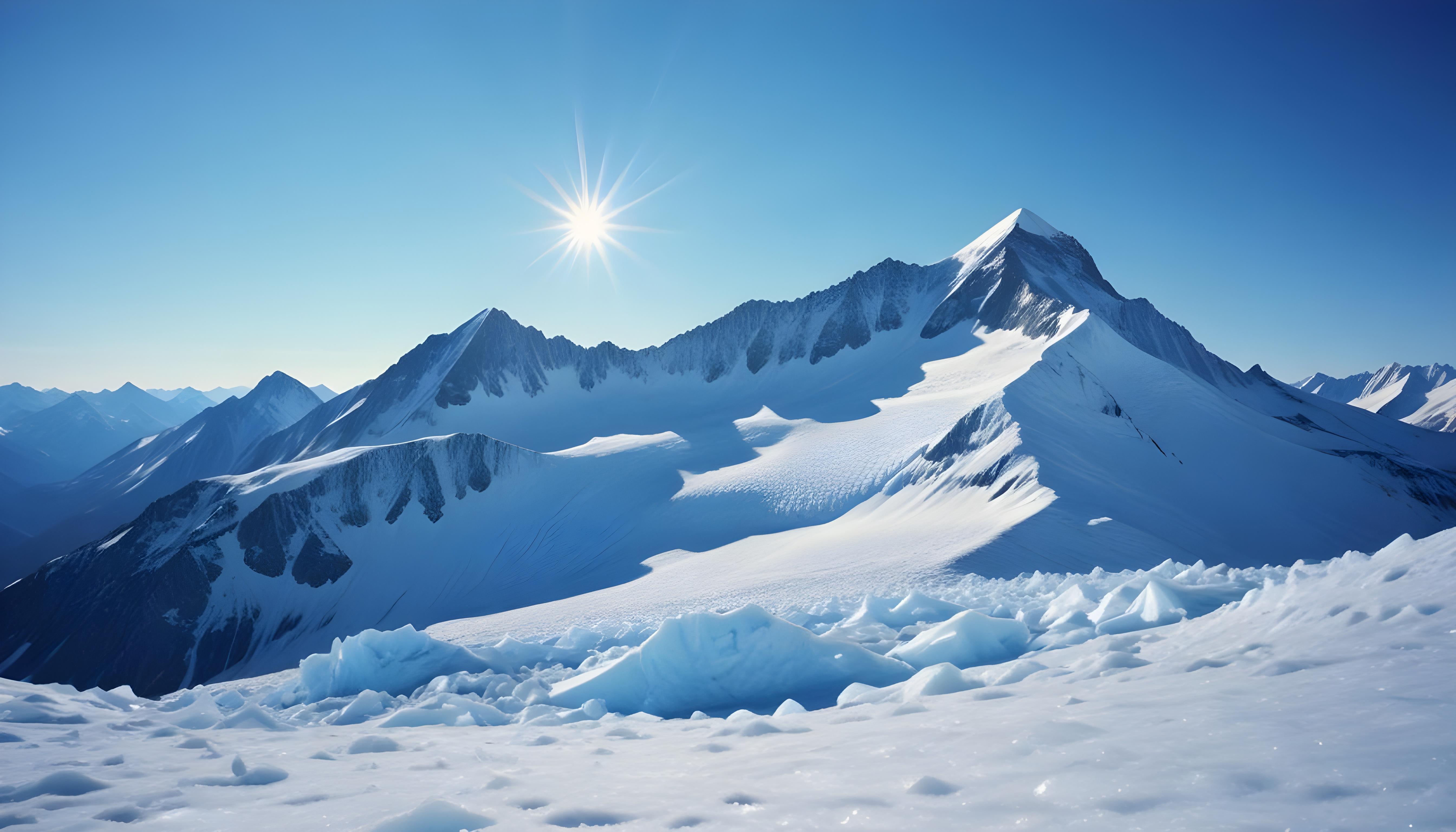 Breathtaking Snow Covered Mountain Landscape with Glaciers and Alpine Peaks