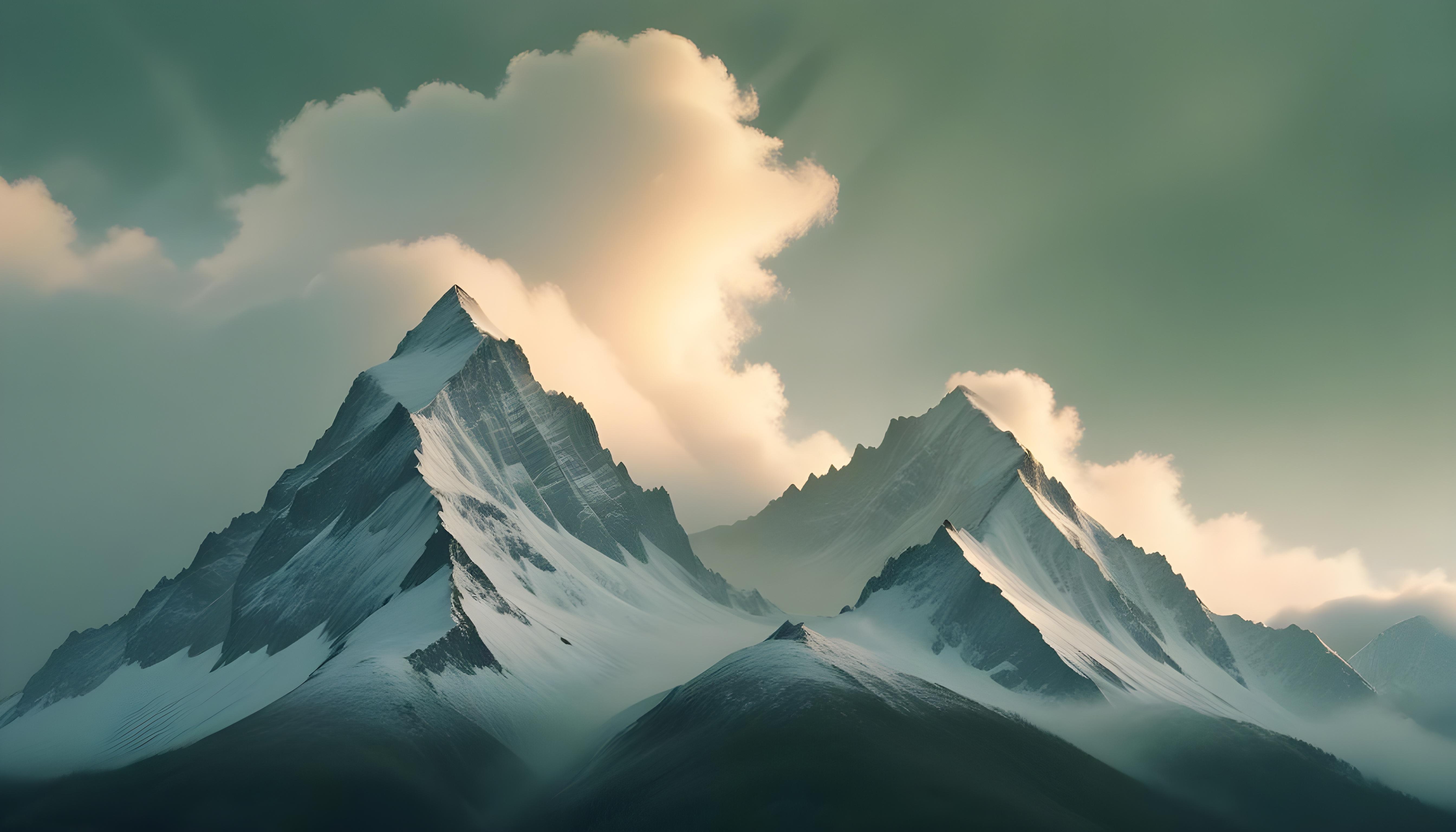 Breathtaking Snow Covered Mountain Landscape with Glaciers and Alpine Peaks