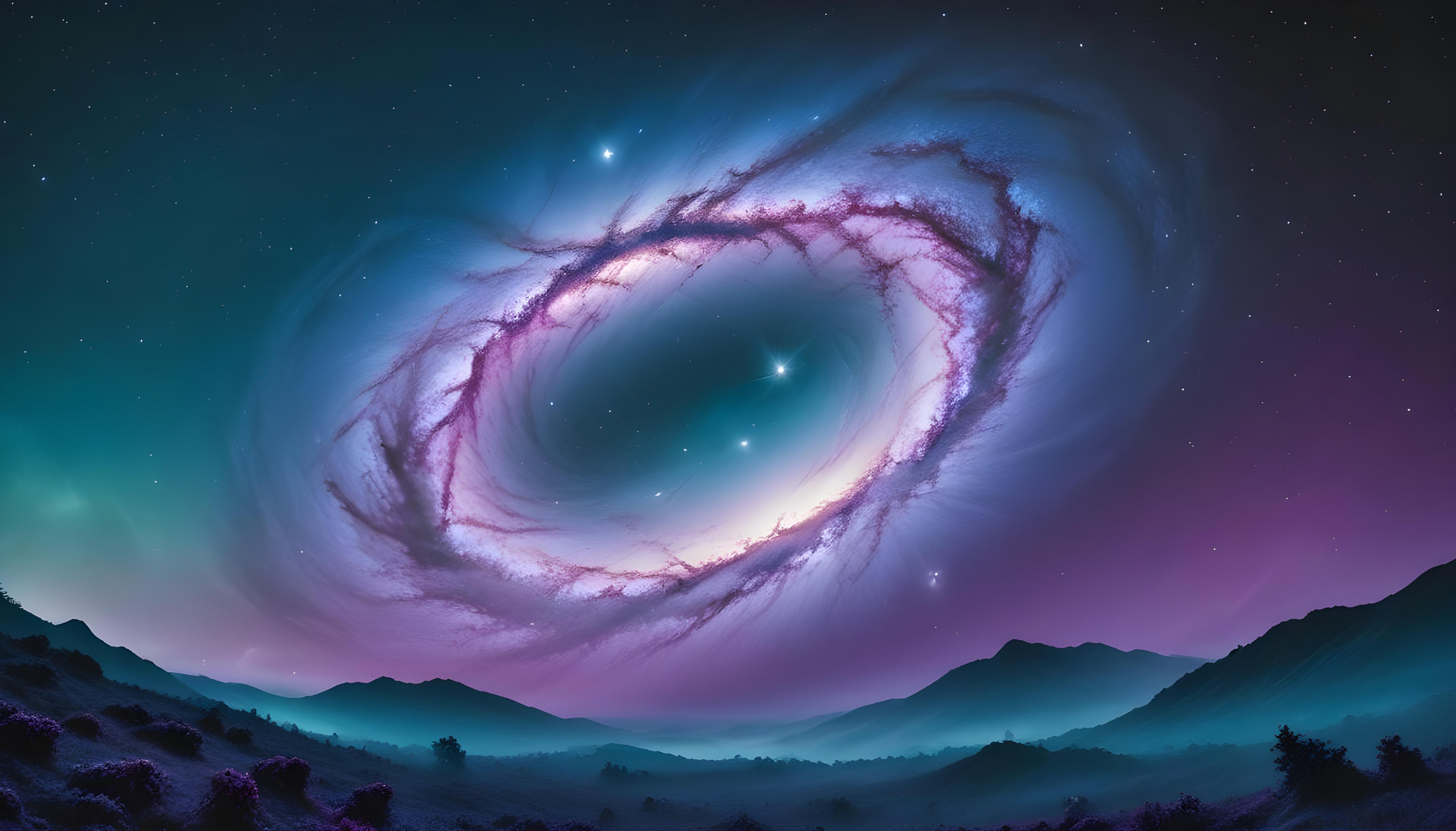 Mesmerizing Spiral Galaxy and Deep Space Nebula Illustration Background
