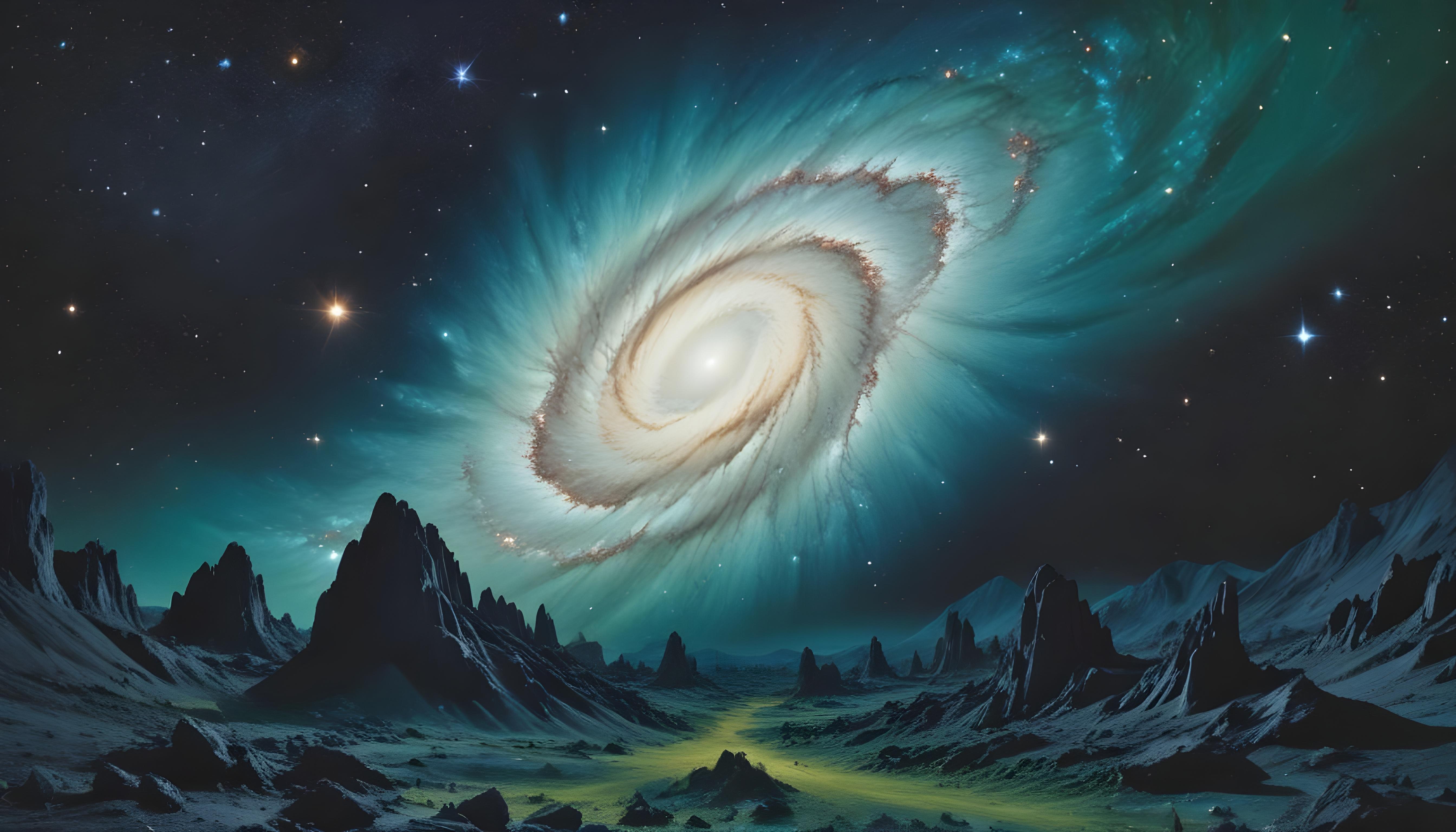 Mesmerizing Spiral Galaxy and Deep Space Nebula Illustration Background