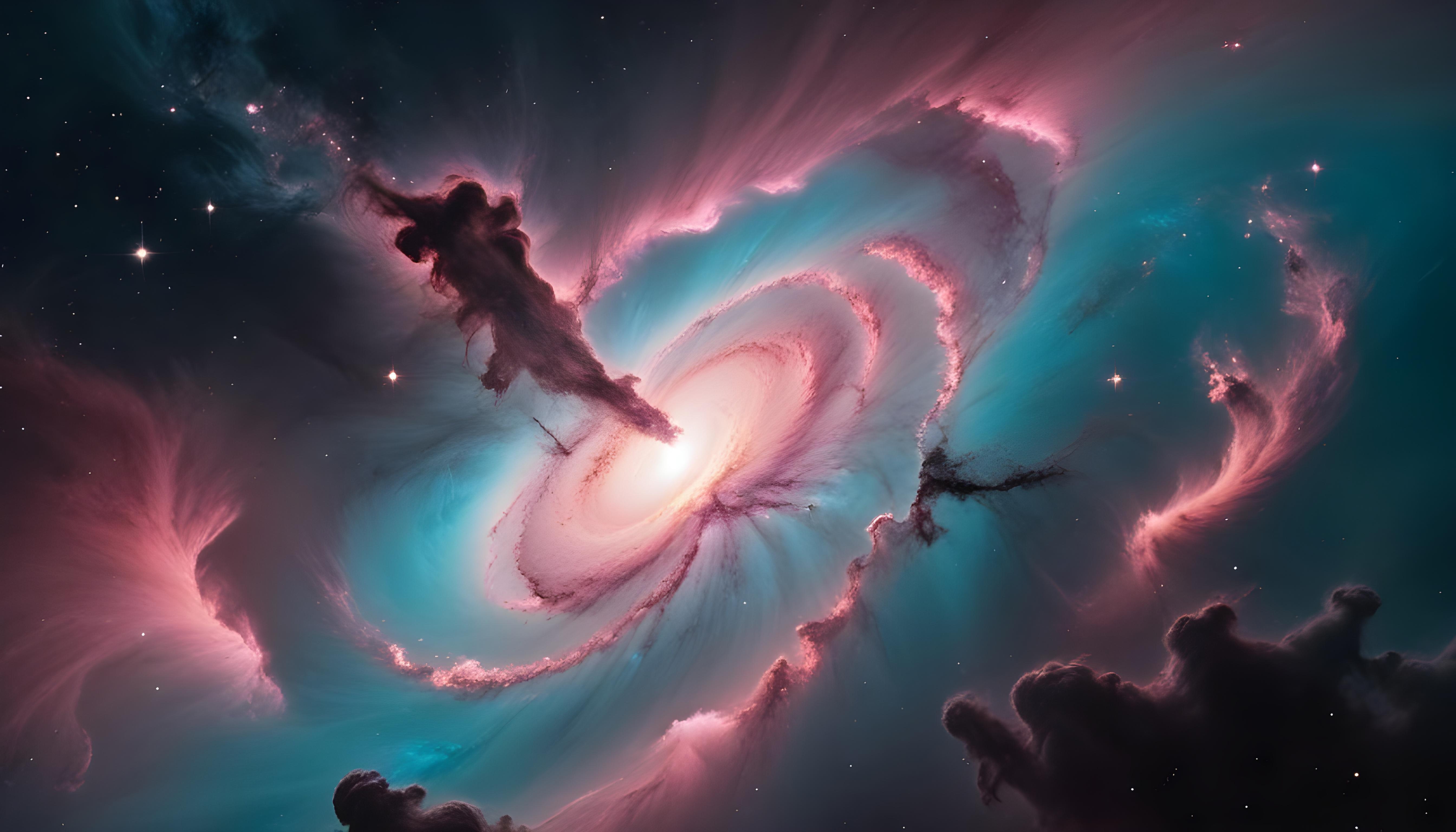 Mesmerizing Spiral Galaxy and Deep Space Nebula Illustration Background