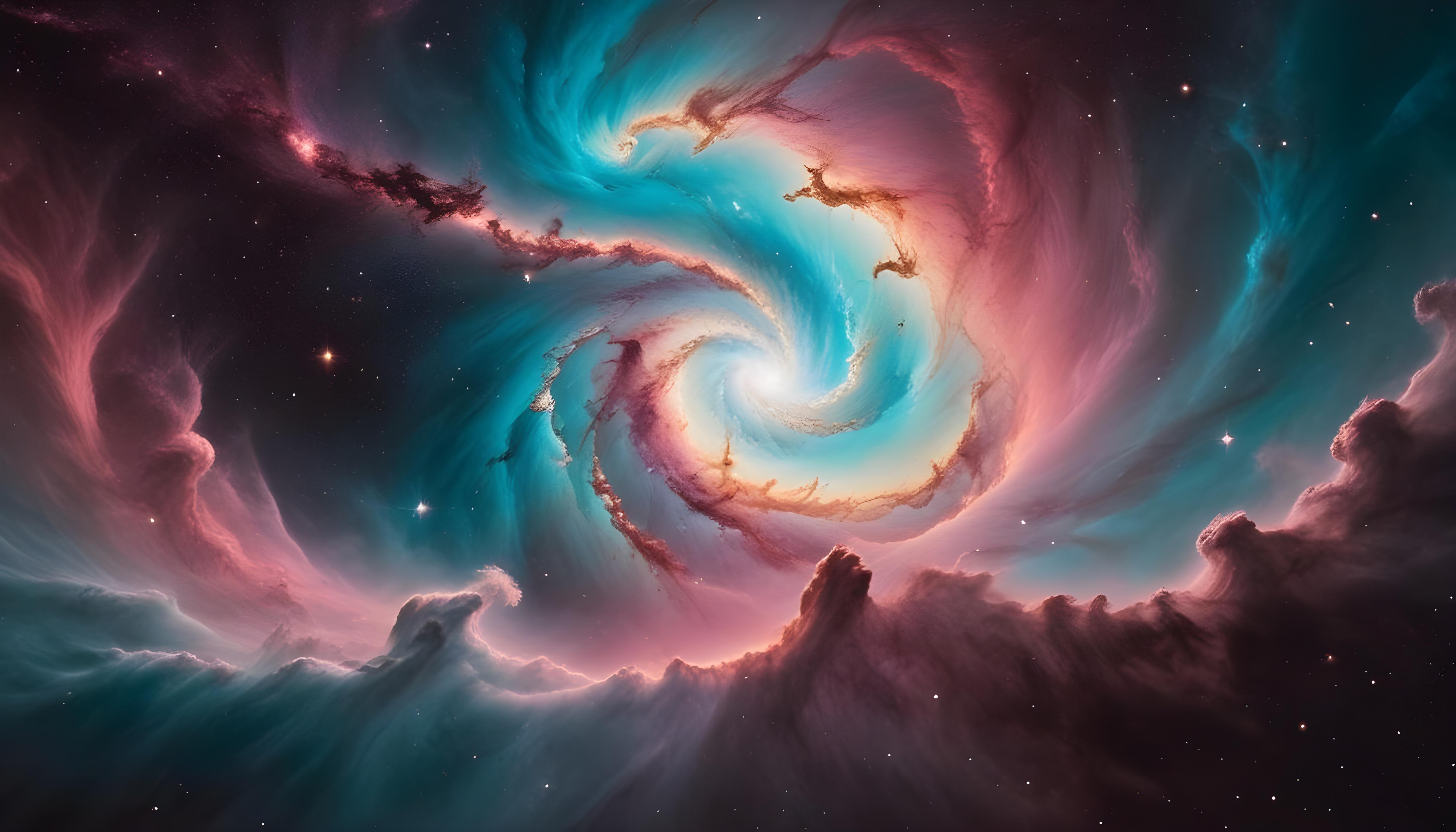 Mesmerizing Spiral Galaxy and Deep Space Nebula Illustration Background