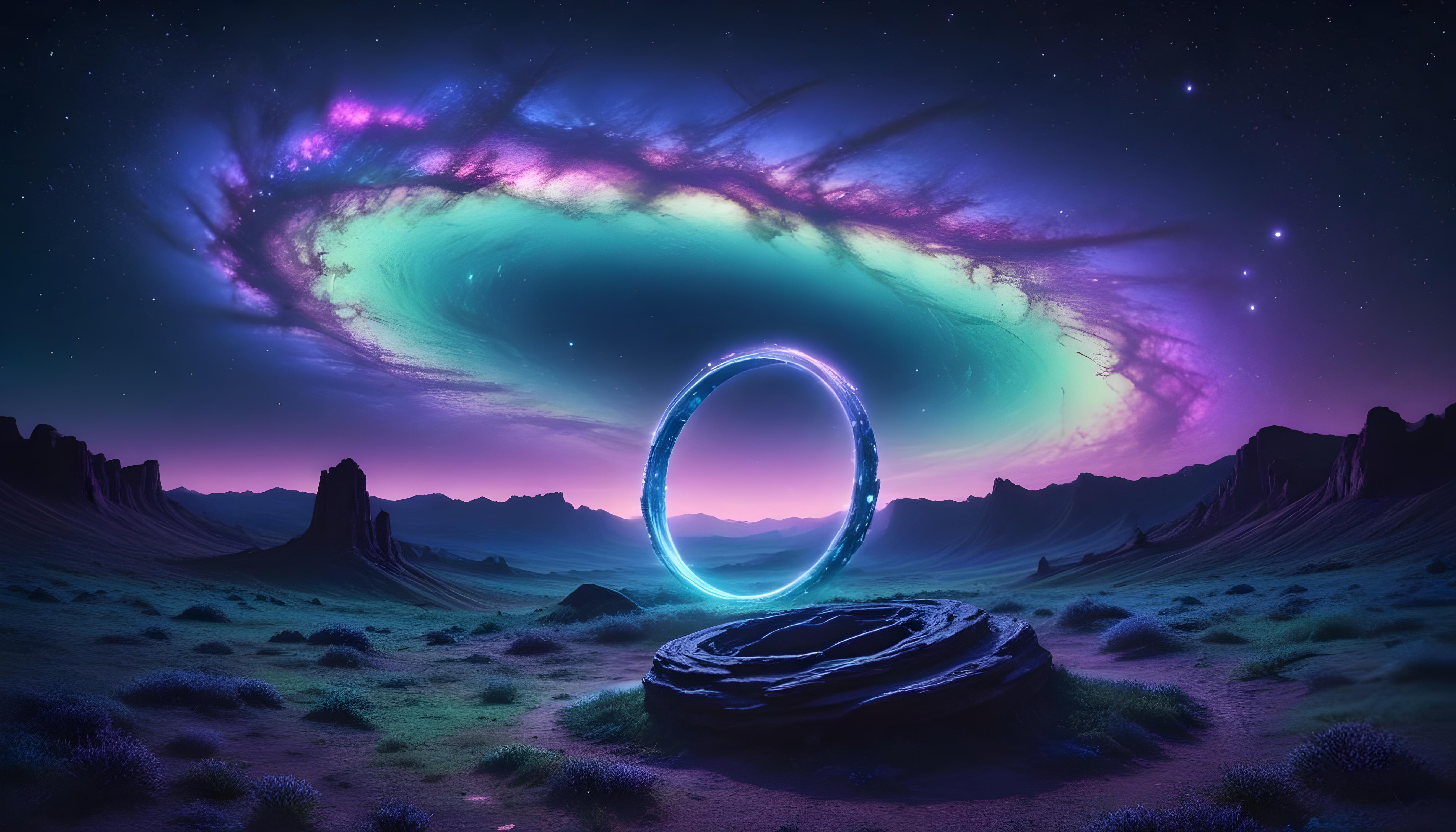 Mesmerizing Spiral Galaxy and Deep Space Nebula Illustration Background