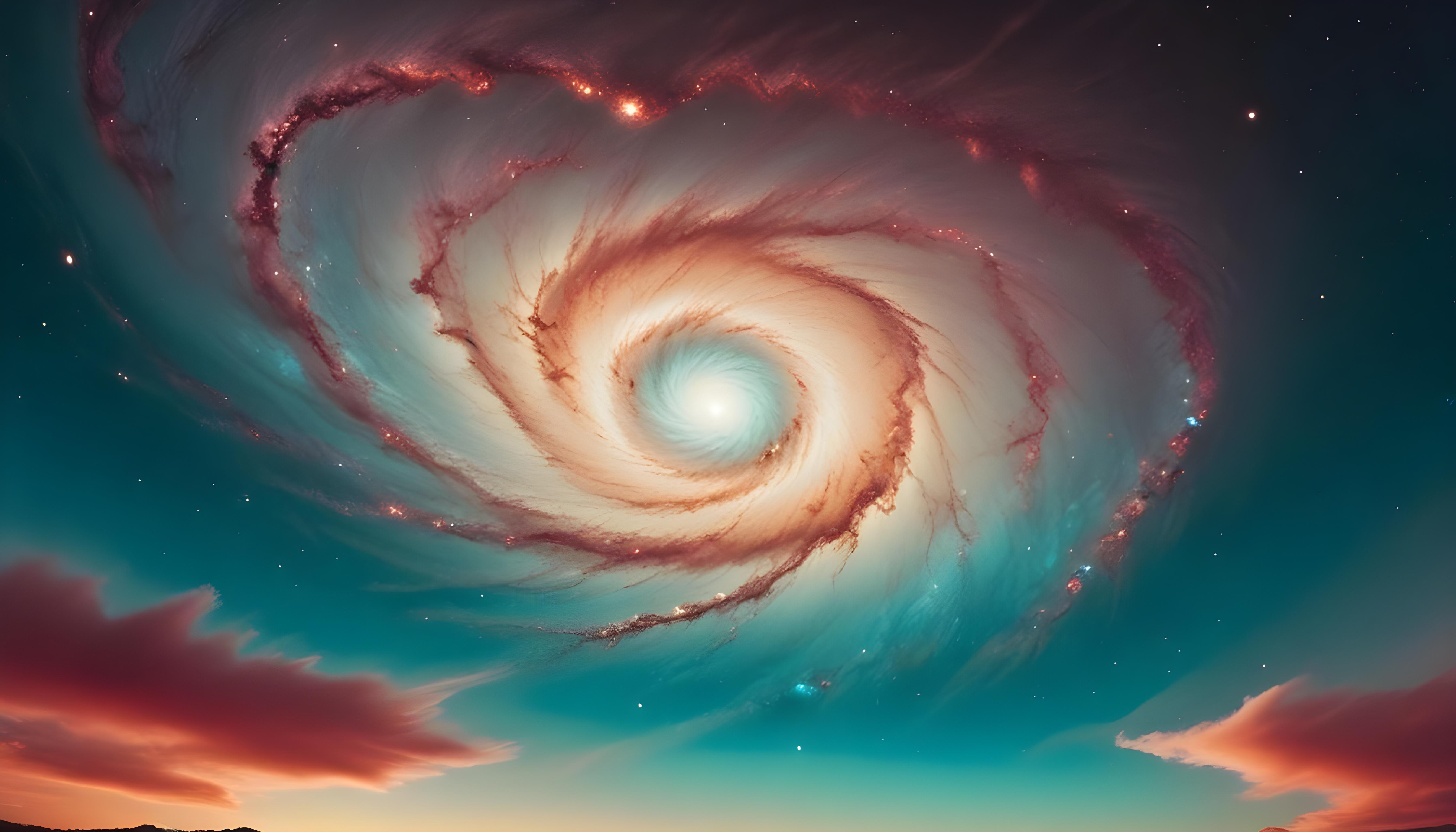 Mesmerizing Spiral Galaxy and Deep Space Nebula Illustration Background