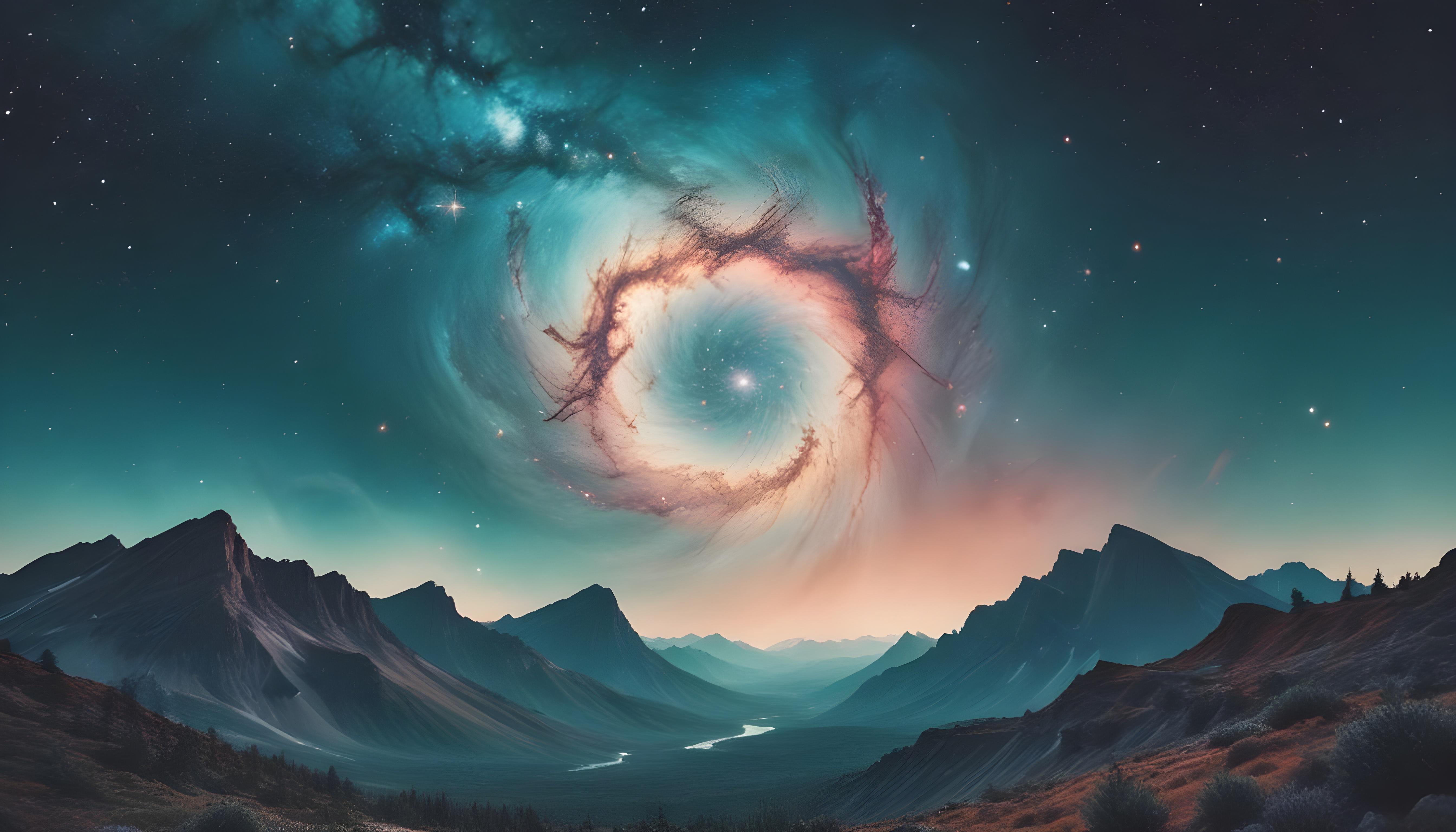 Mesmerizing Spiral Galaxy and Deep Space Nebula Illustration Background